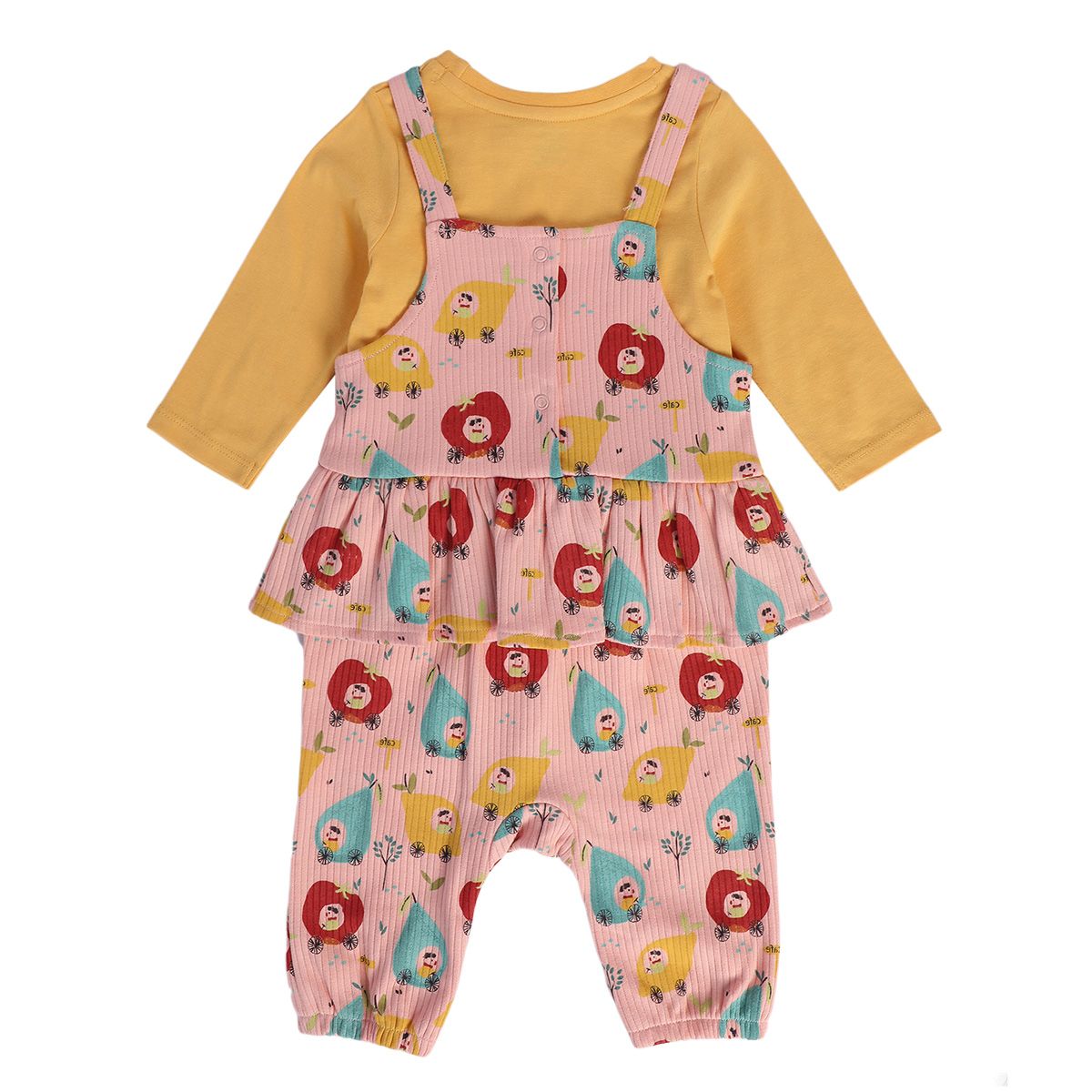 Girls Multicolor Pack Of 2 Dungaree Set