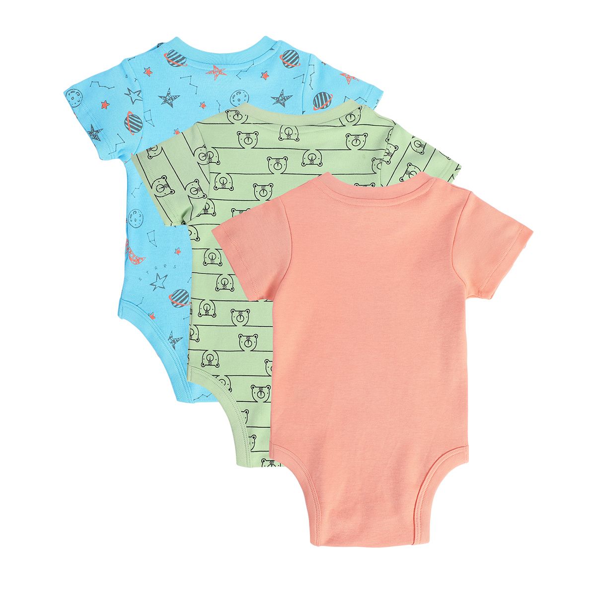 Boys Multicolor Pack Of 3 Body Suit