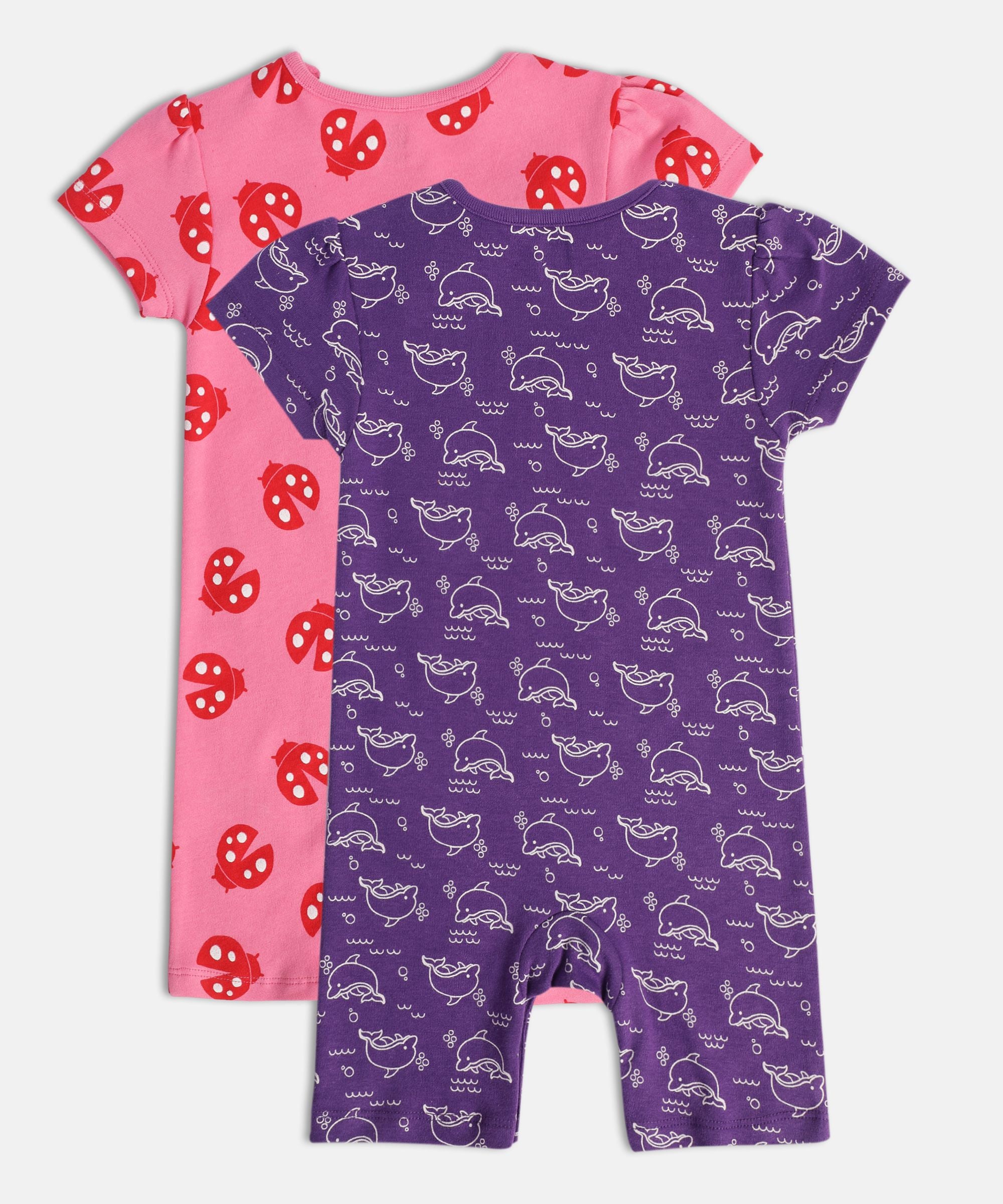 Girls Multicolor Pack Of 2 Romper
