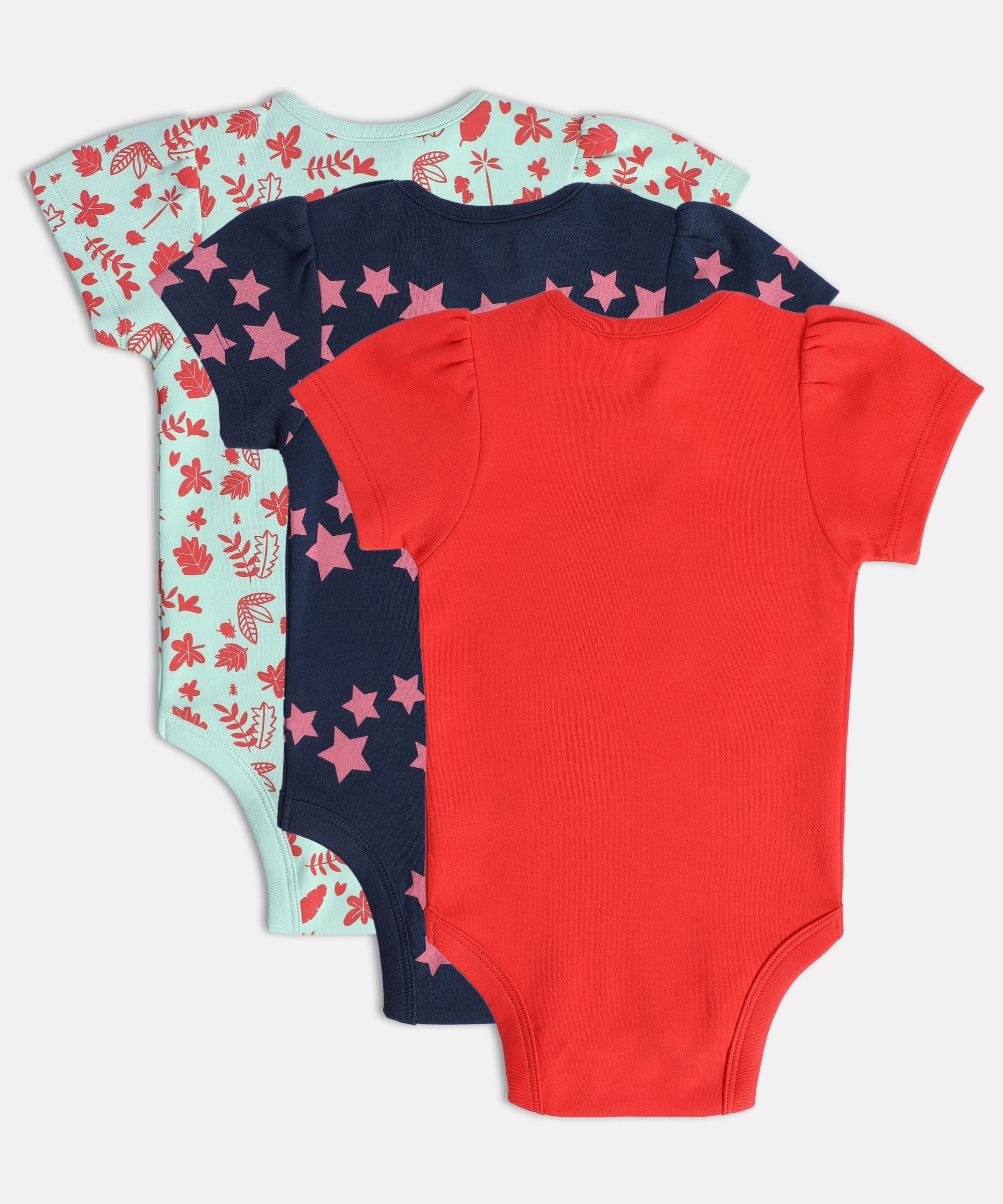 Girls Multicolor Pack Of 3 Body Suit