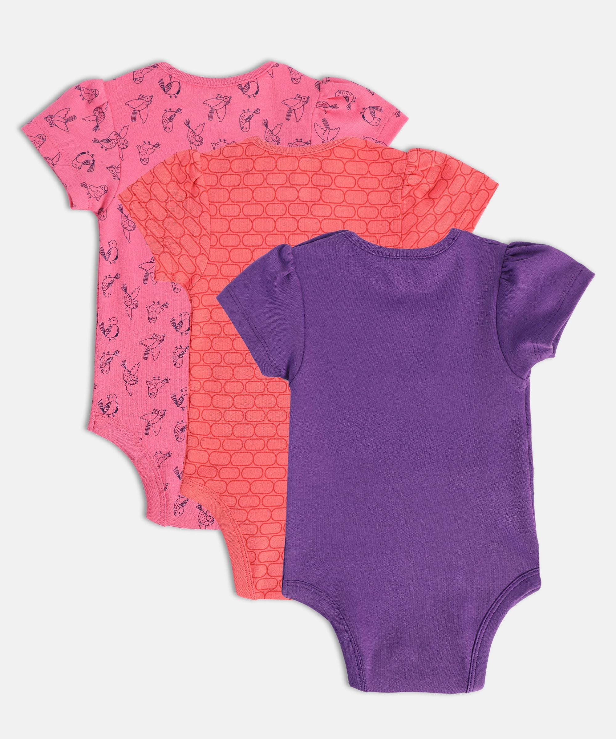 Girls Multicolor Pack Of 3 Body Suit