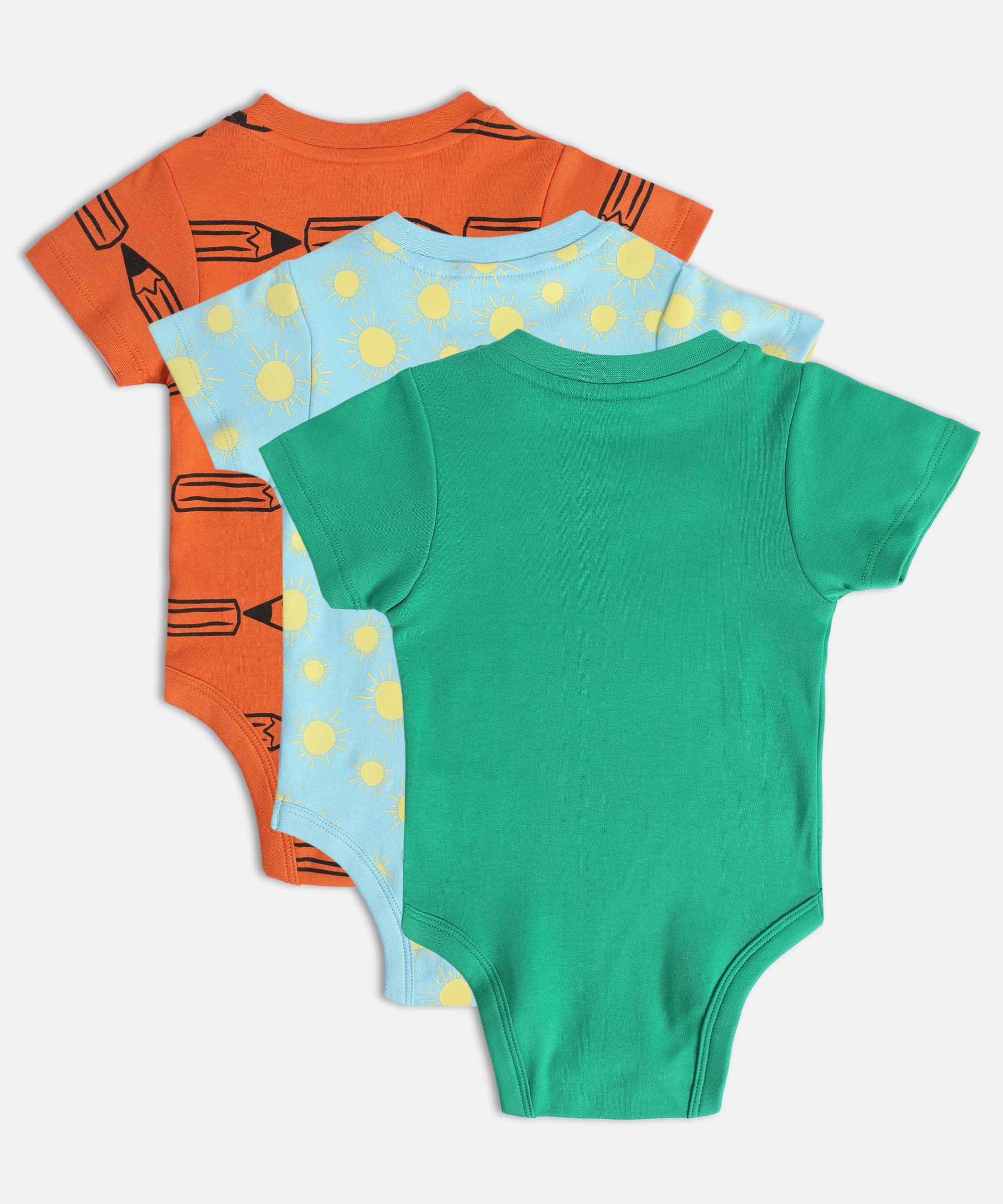 Boys Multicolor Pack Of 3 Body Suit