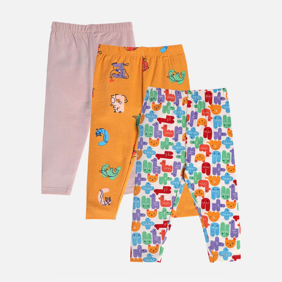 Girls Multicolor Pack Of 3 Legging