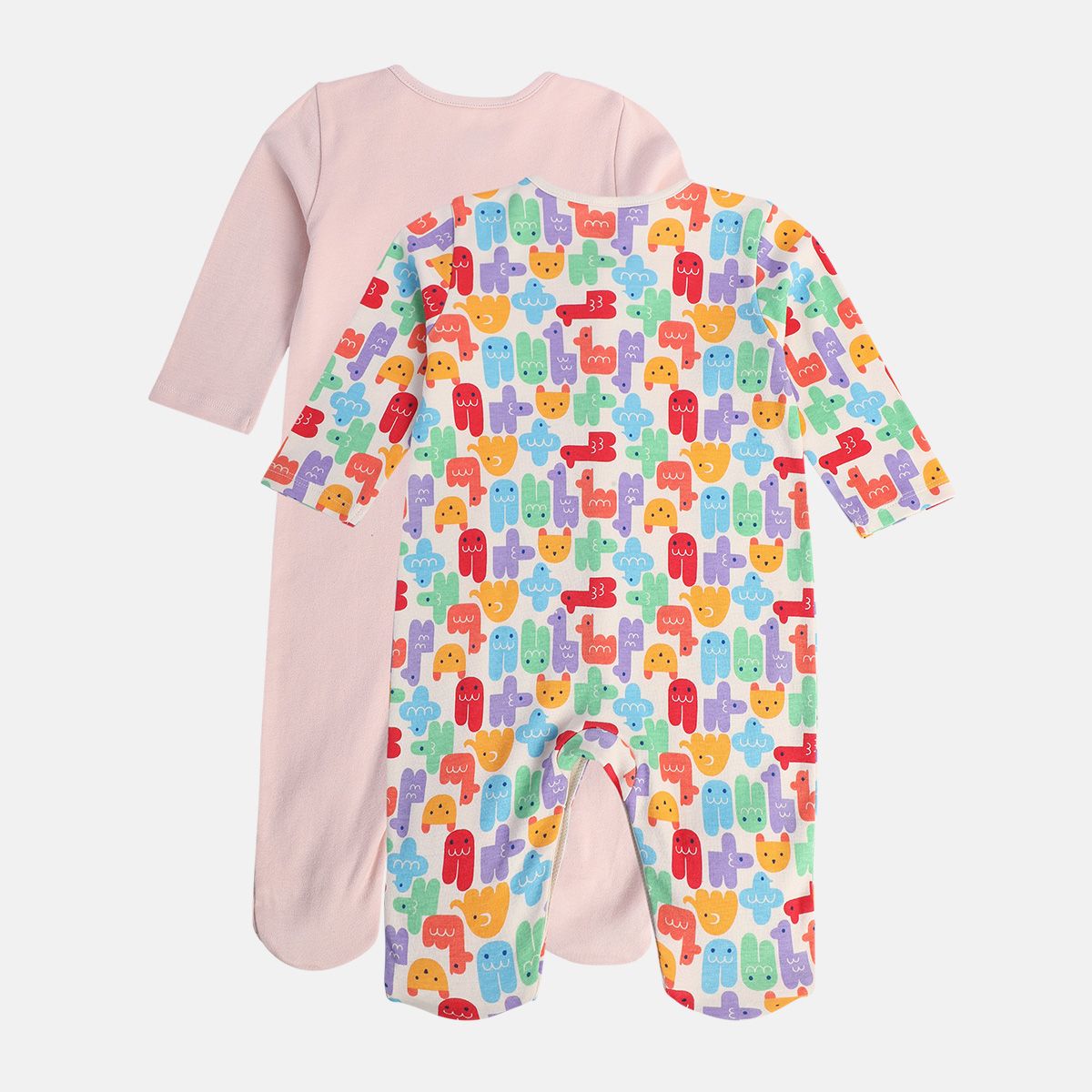 Girls Multicolor Pack Of 2 Sleep Suit