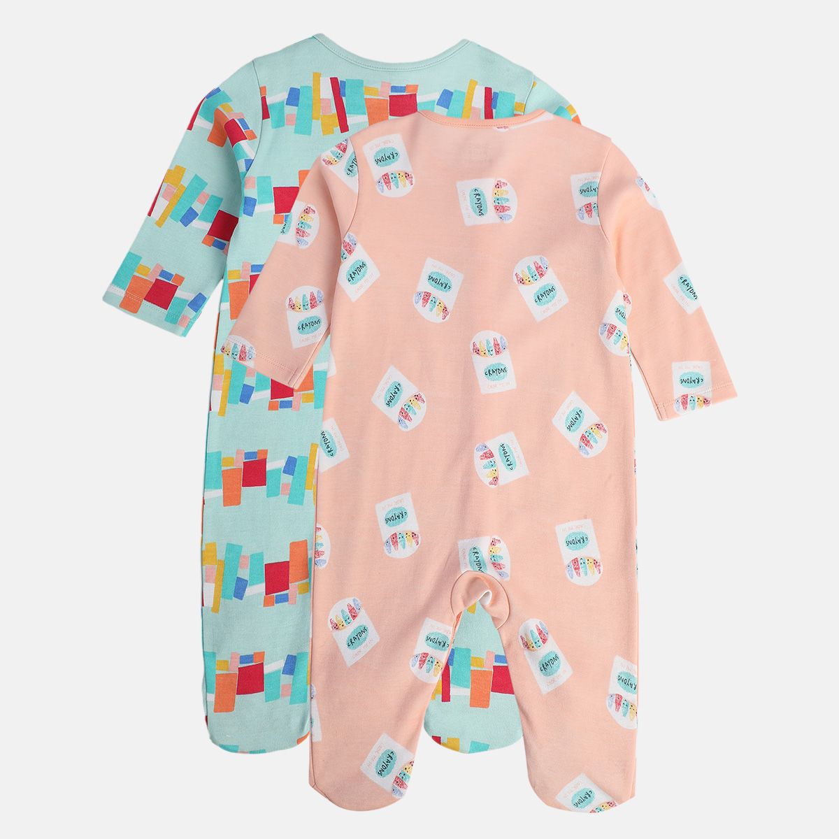 Girls Multicolor Pack Of 2 Sleep Suit