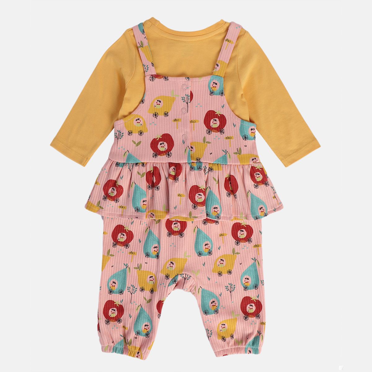 Girls Multicolor Pack Of 2 Dungaree Set