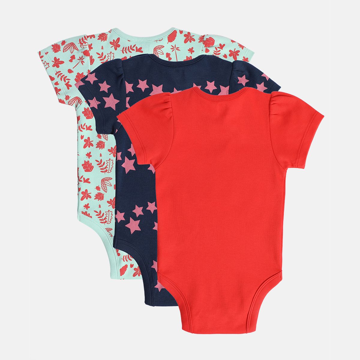 Girls Multicolor Pack Of 3 Body Suit