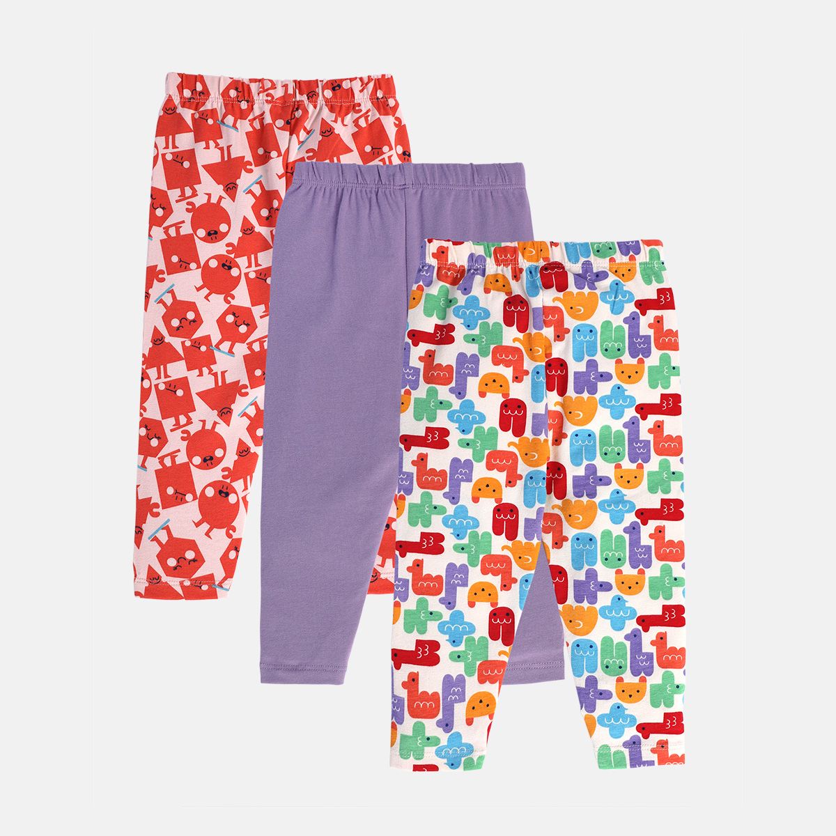 Girls Multicolor Pack Of 3 Legging