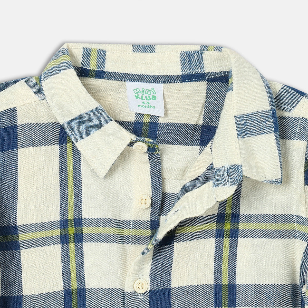 Boys Cotton Full Sleeves Checked Shirt - White