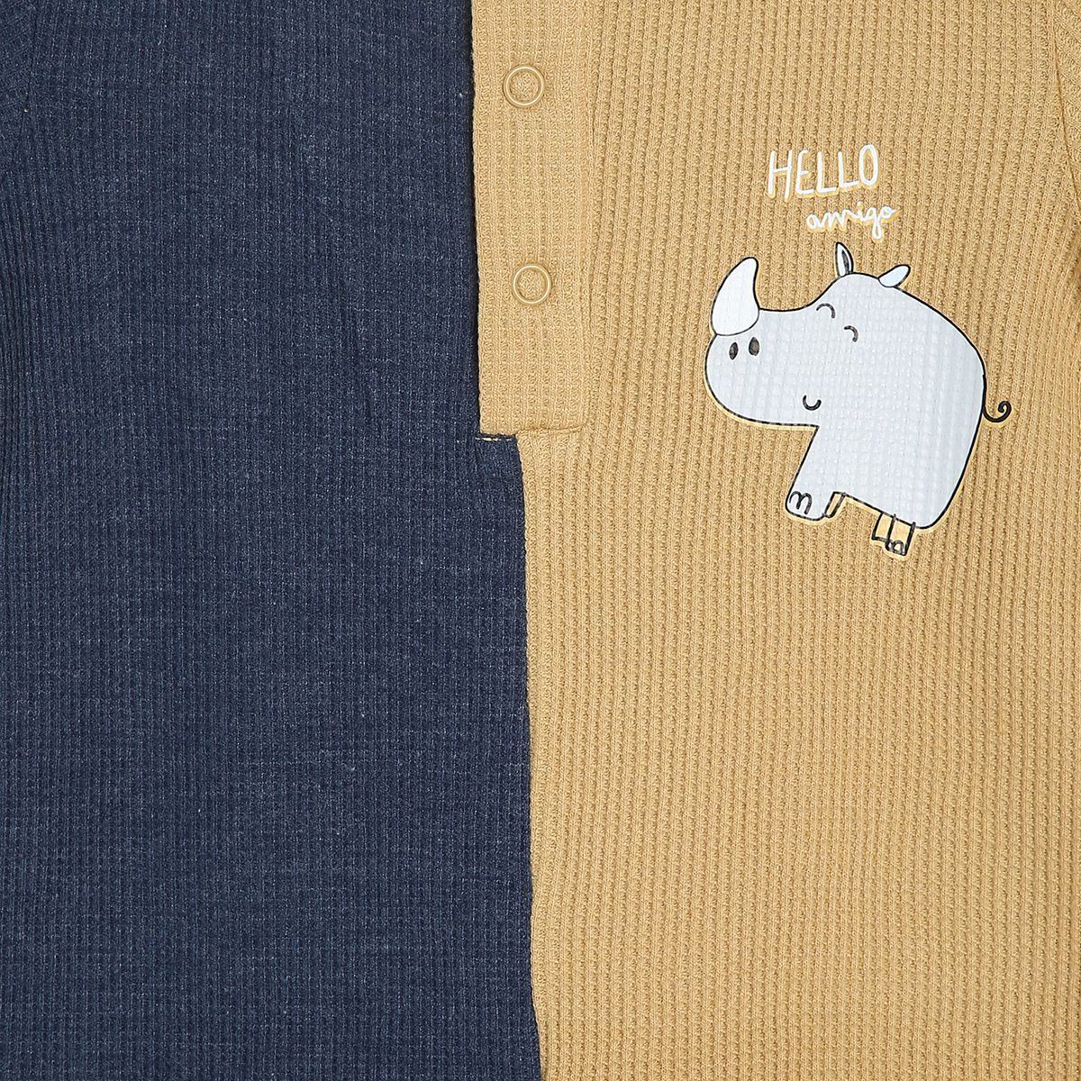 Boys Yellow/Navy Front Open Half Sleeve Romper