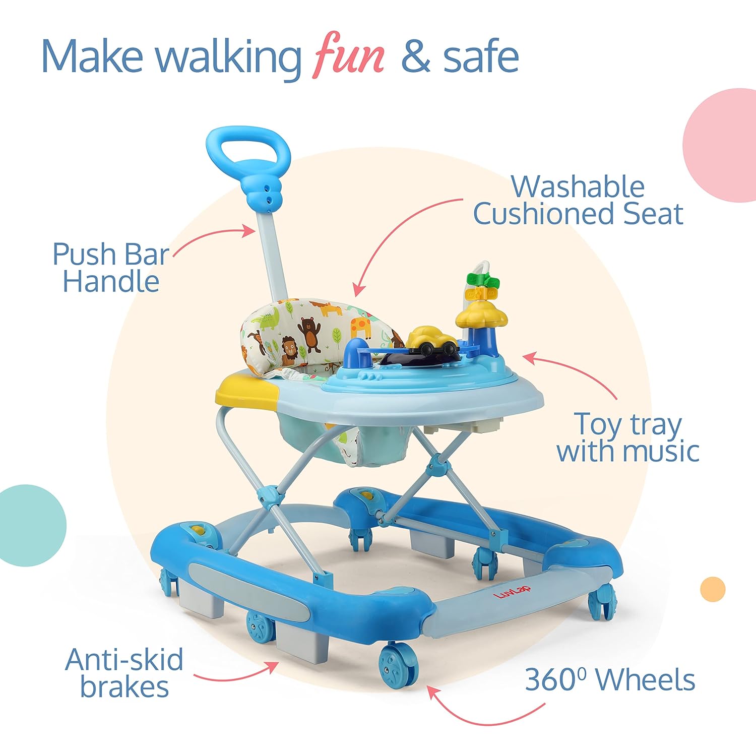Luvlap Comfy Walker And Rocker (Blue)