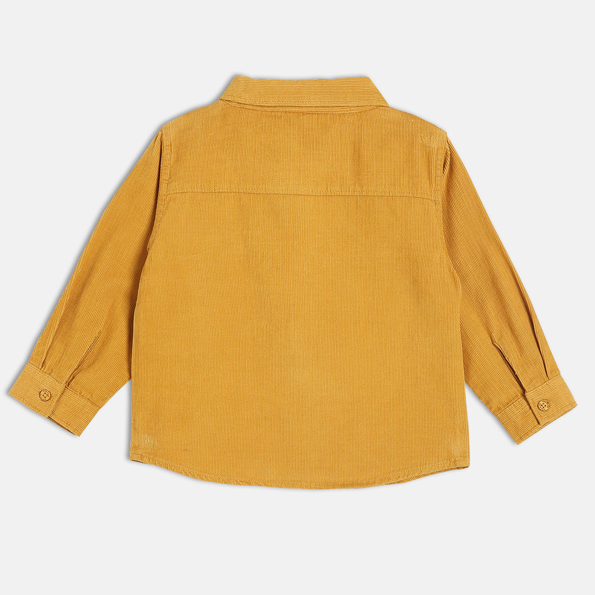 Boys Cotton Full Sleeves Solid Shirt With Inner Tee - Mustard
