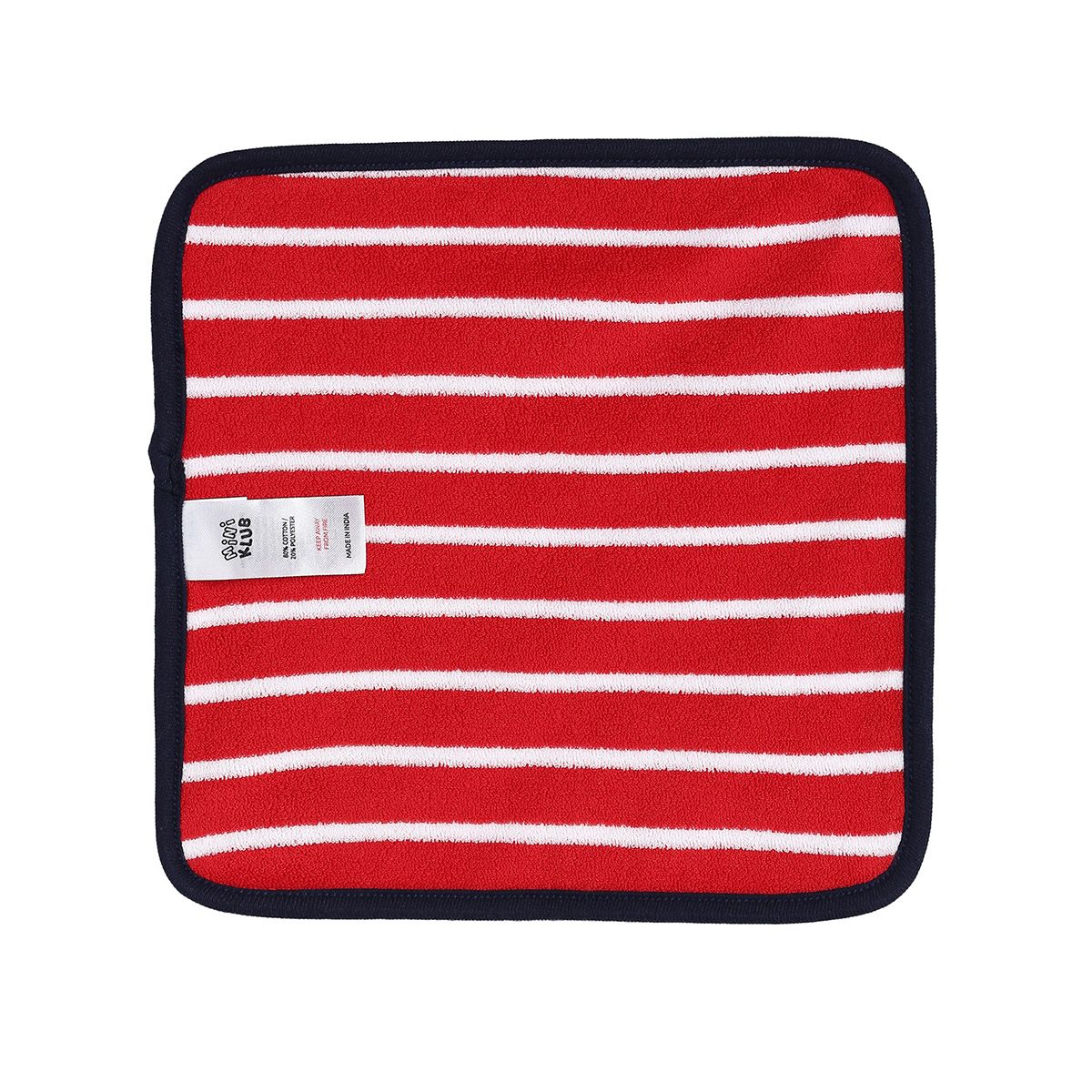 Baby Unisex Red and Navy Cotton Washcloths Pack of 4 Solid and Striped Bath Essentials