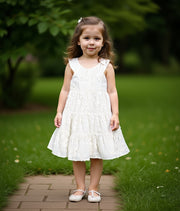 Girls White Cap Sleeve Dress