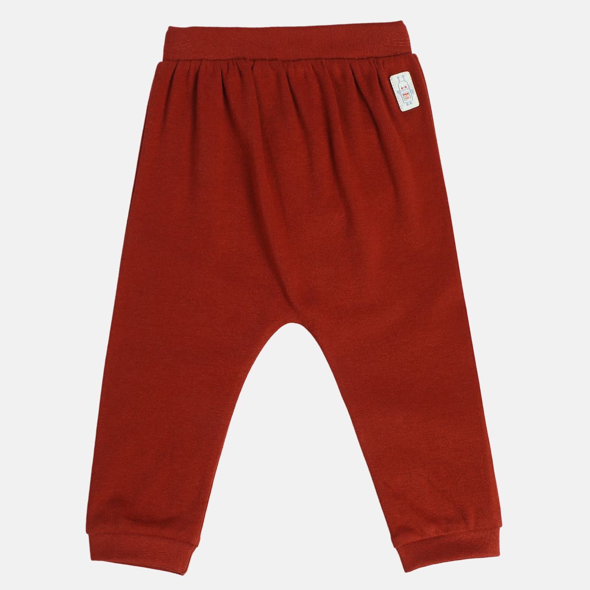 Boys Cotton Pack Of 2 Solid & Cartoon Printed Knit Bottom - Dark Grey & Maroon