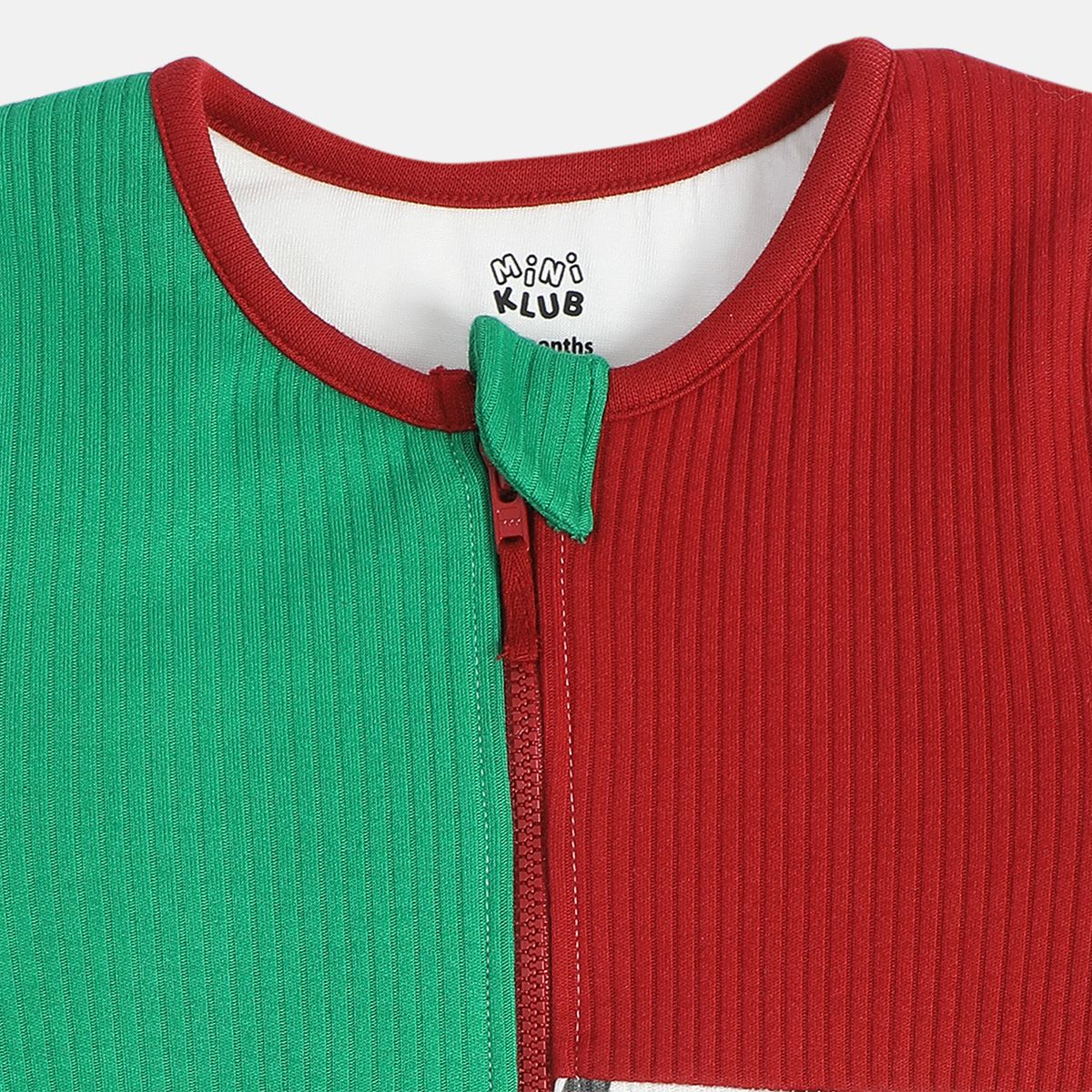 Girls Cotton Full Sleeves Colorblocked Jacket - White & Green