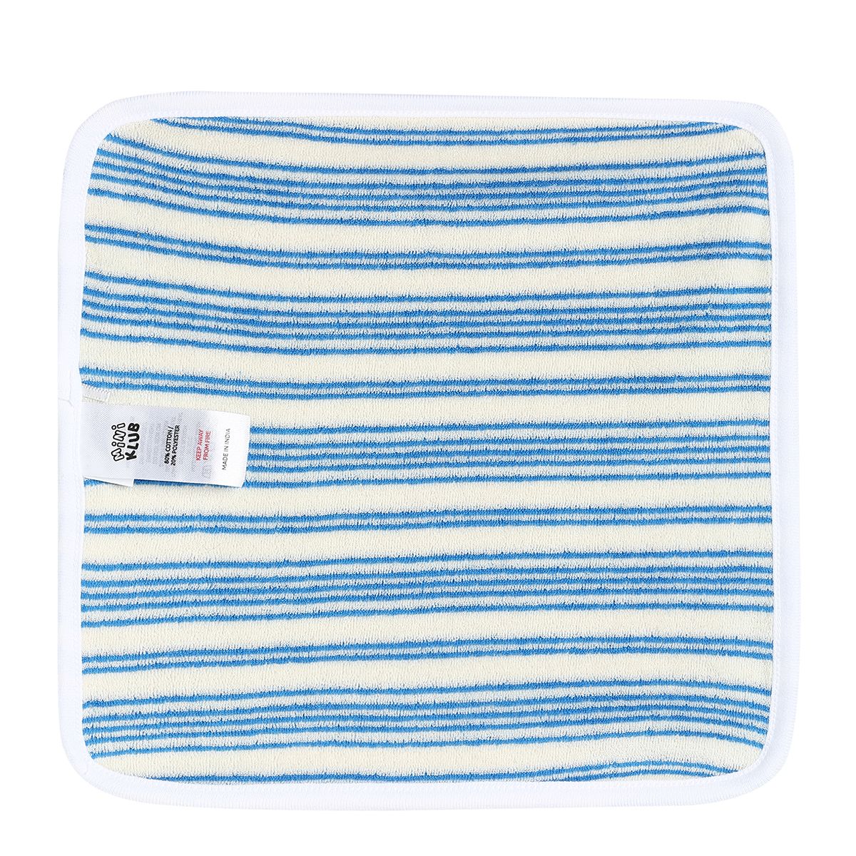 Baby Unisex Yellow and Blue Cotton Washcloths Pack of 4 Solid and Striped Bath Essentials