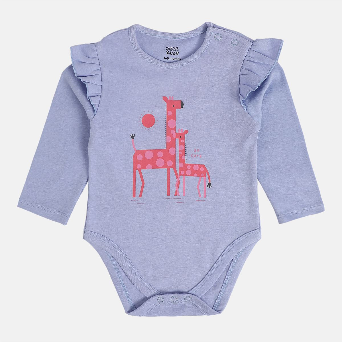 Girls Lavender/Marshmallow Round Neck Full Sleeves Body Suit