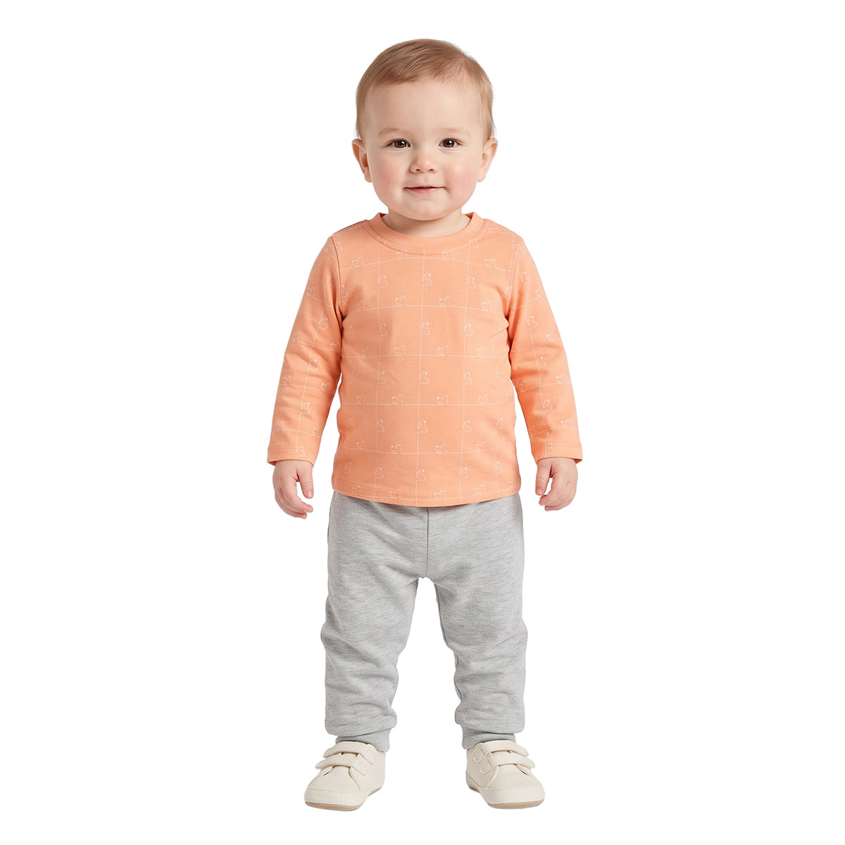 Baby Boys Orange and Cream Knit Tops Pack of 2 Regular Fit Casual Wear
