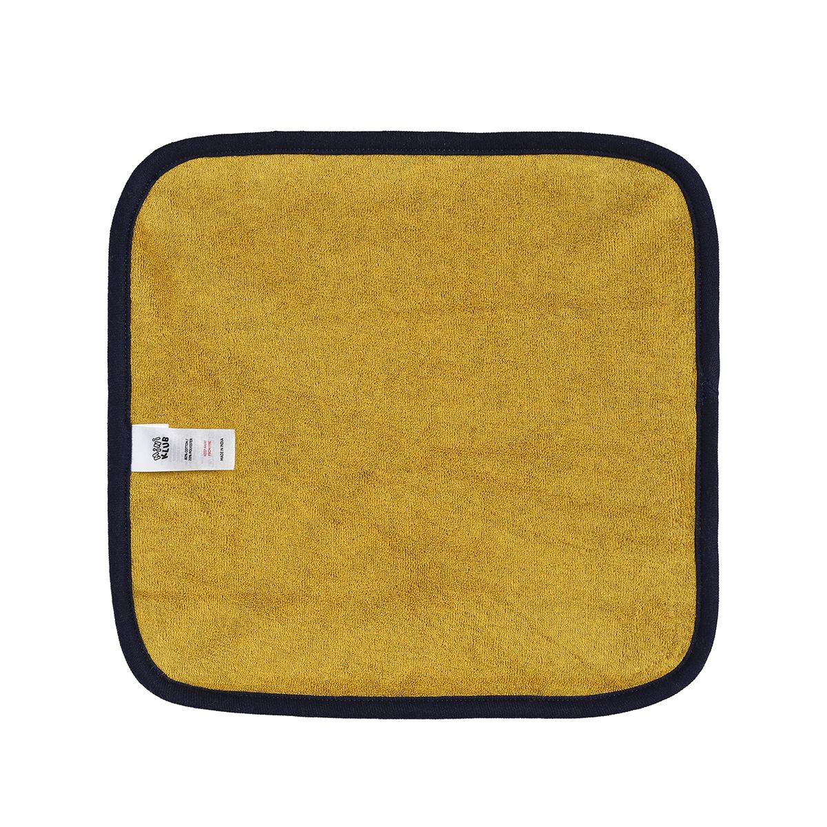 Baby Unisex Mustard and Grey Cotton Washcloths Pack of 4 Solid and Sailboat Printed Bath Essentials