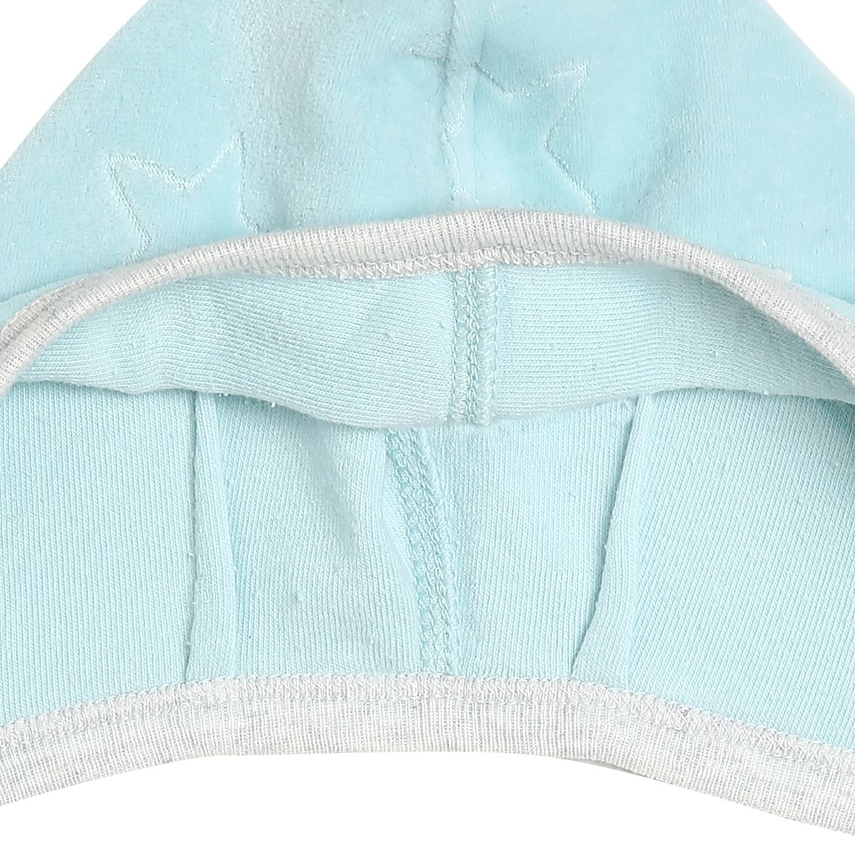 Baby Unisex Blue Cotton Star Embossed Tie-Up Cap Pack of 2 Soft and Comfortable Everyday Wear