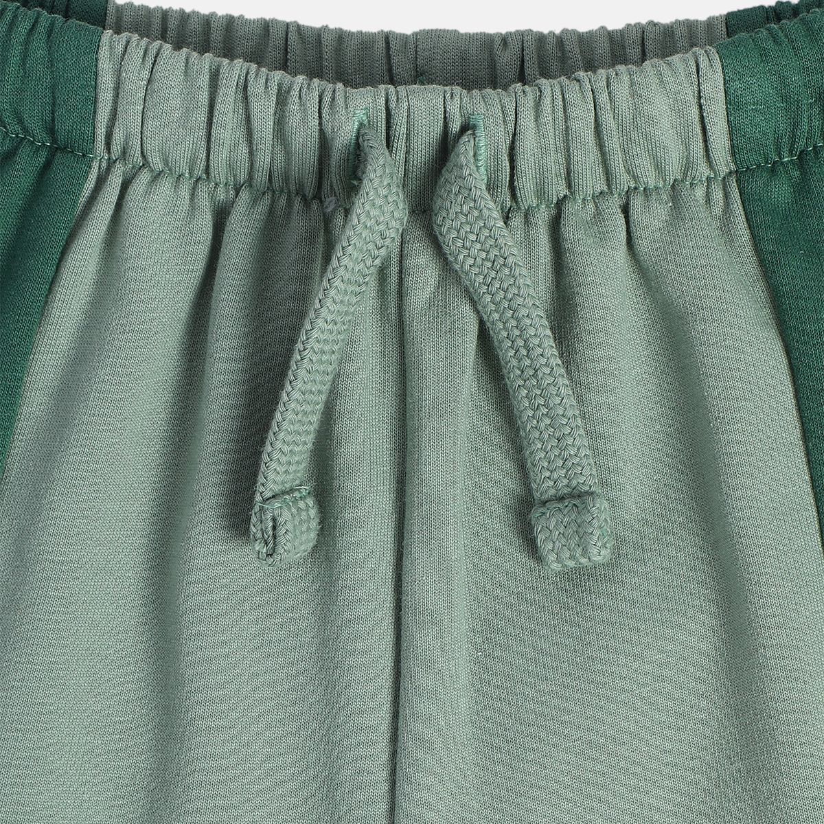 Boys Cotton Colorblocked Joggers - Grey & Green