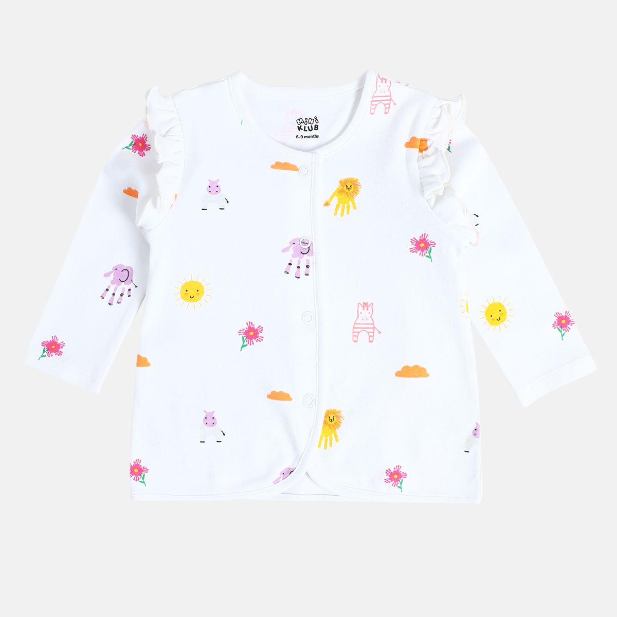 Girls Cotton Pack Of 2 Full Sleeves Animal Printed Front Open Vest - Red & White