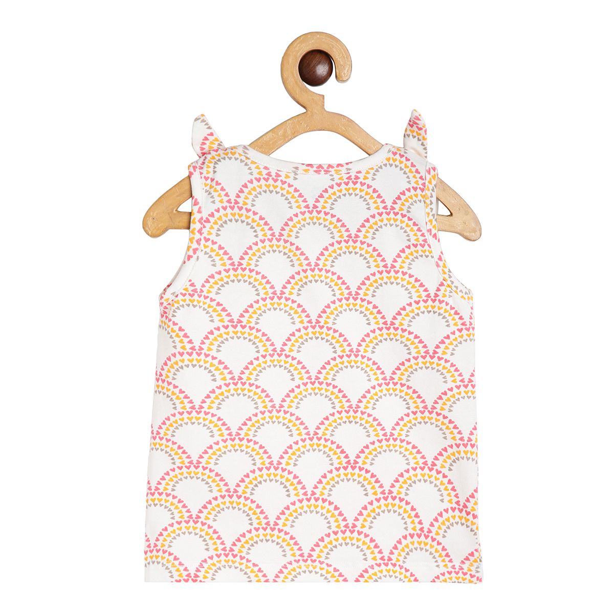 Baby Girls Printed Sleeveless Top with Solid Leggings Set, Off White & Peach