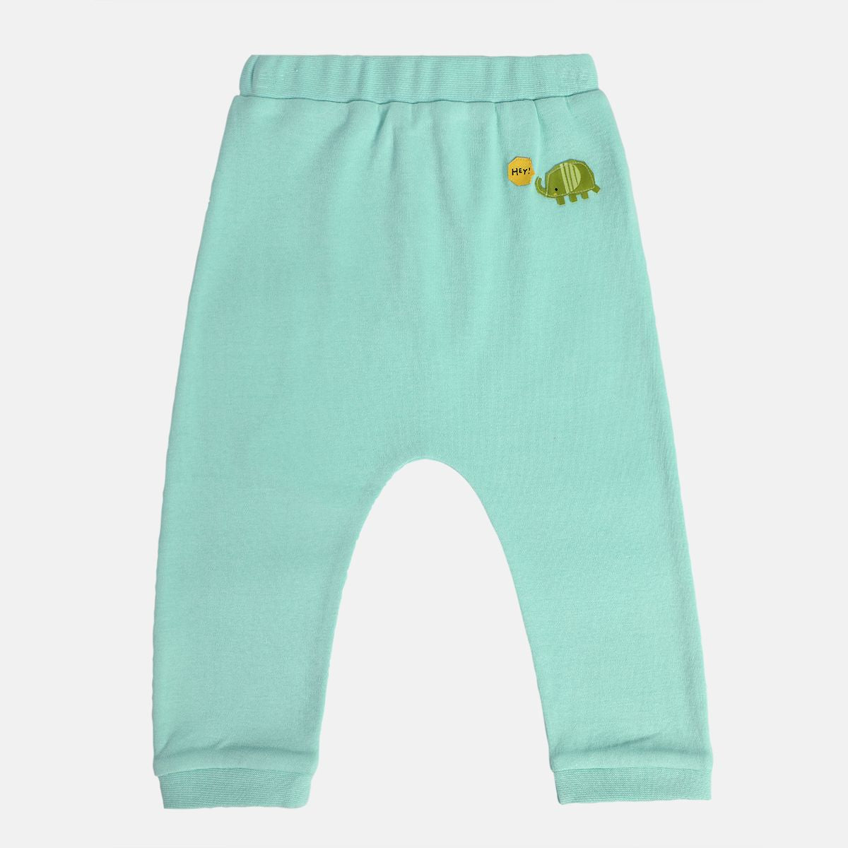 Boys Cotton Pack Of 2 Solid & Checked Knit Bottoms - Sky Blue & Light Green
