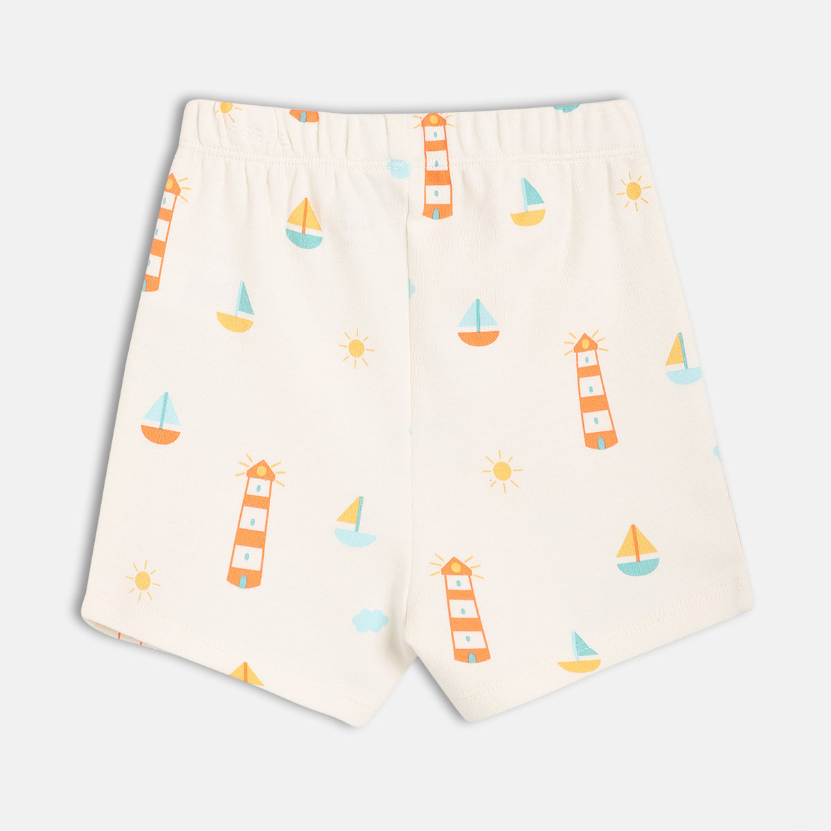 Boys White/Blue Thigh Length Shorts