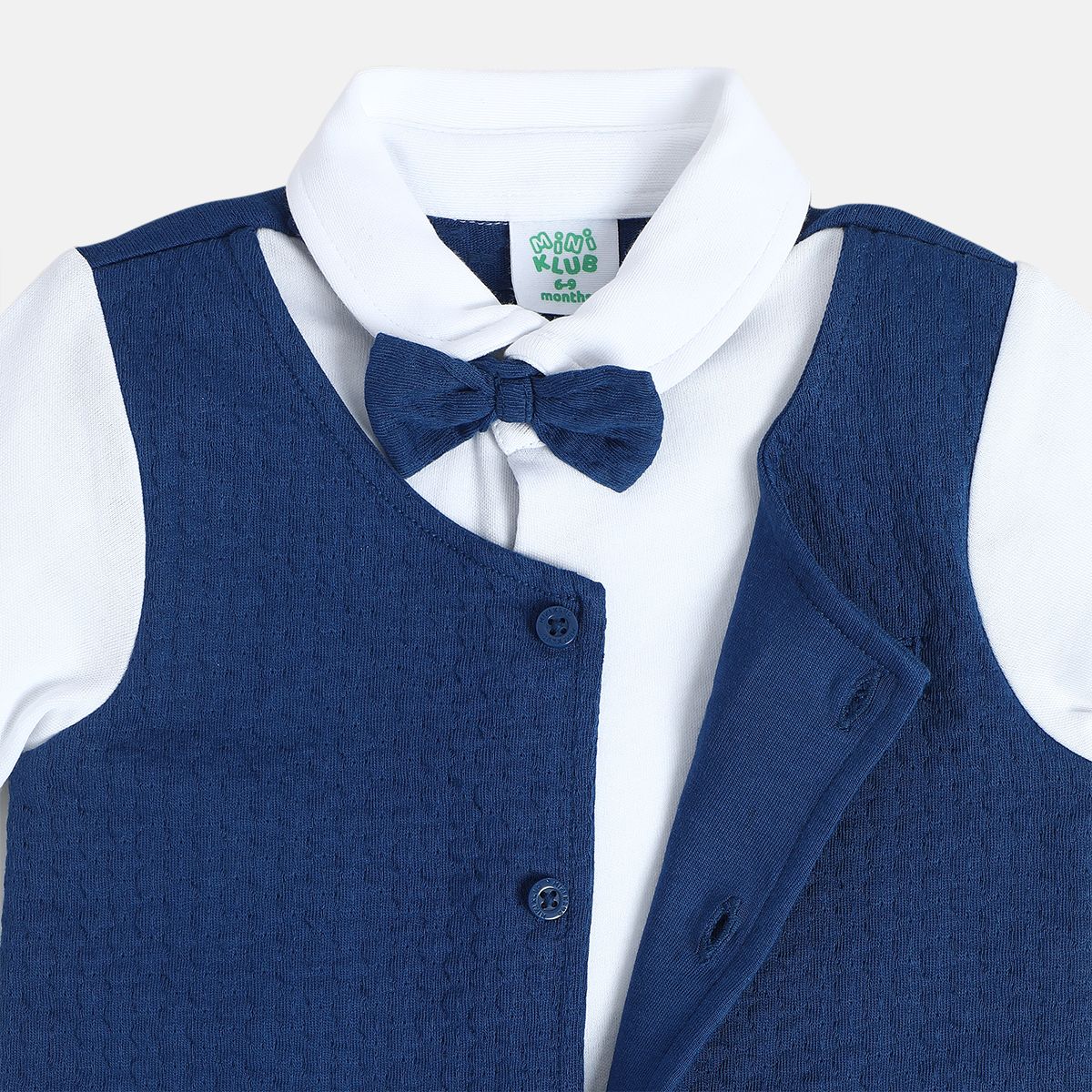 Boys Navy/White Round Neck Full Length / Long Sleeve Romper