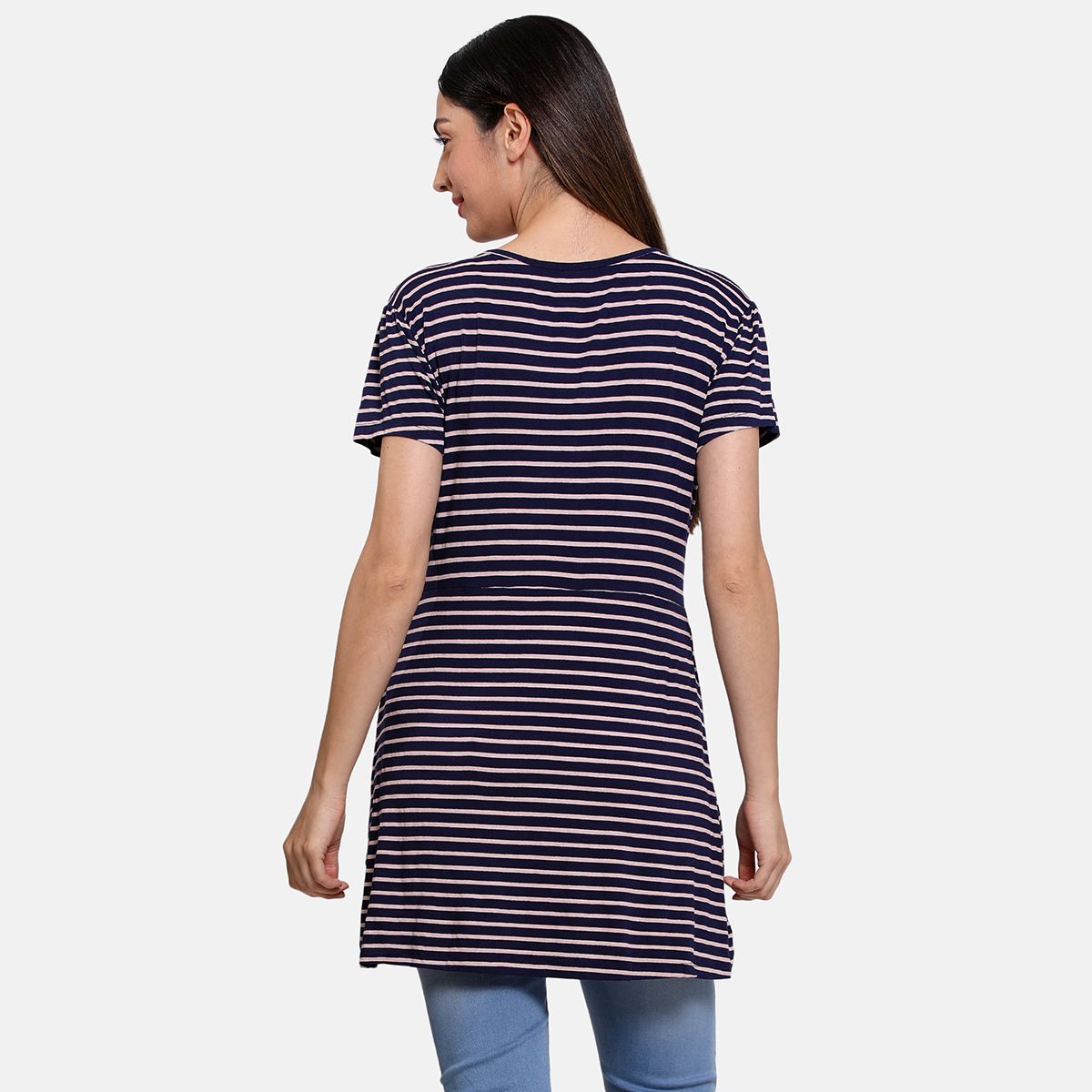 Peacoat Vee Neck Short Sleeve Nursing Knit Top