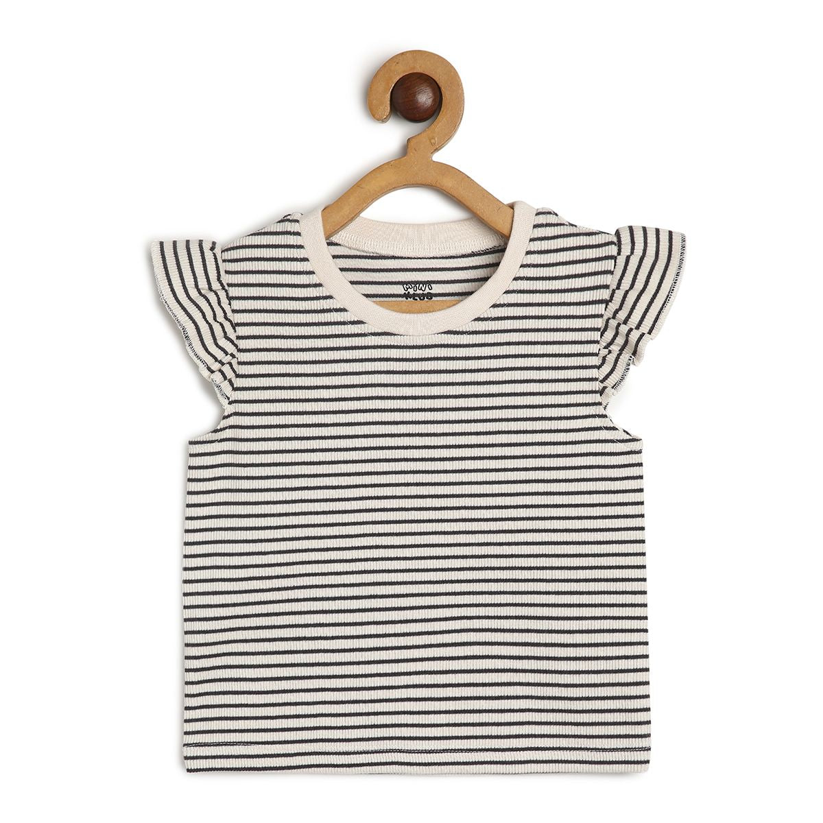 Girls Marshmallow/ Black/ Pink Round Neck Half Sleeve Pinny Set