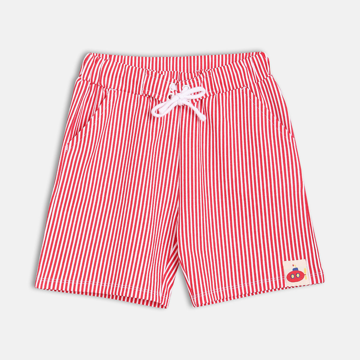 Baby Boys Solid T-Shirt and Striped Shorts Set, Red