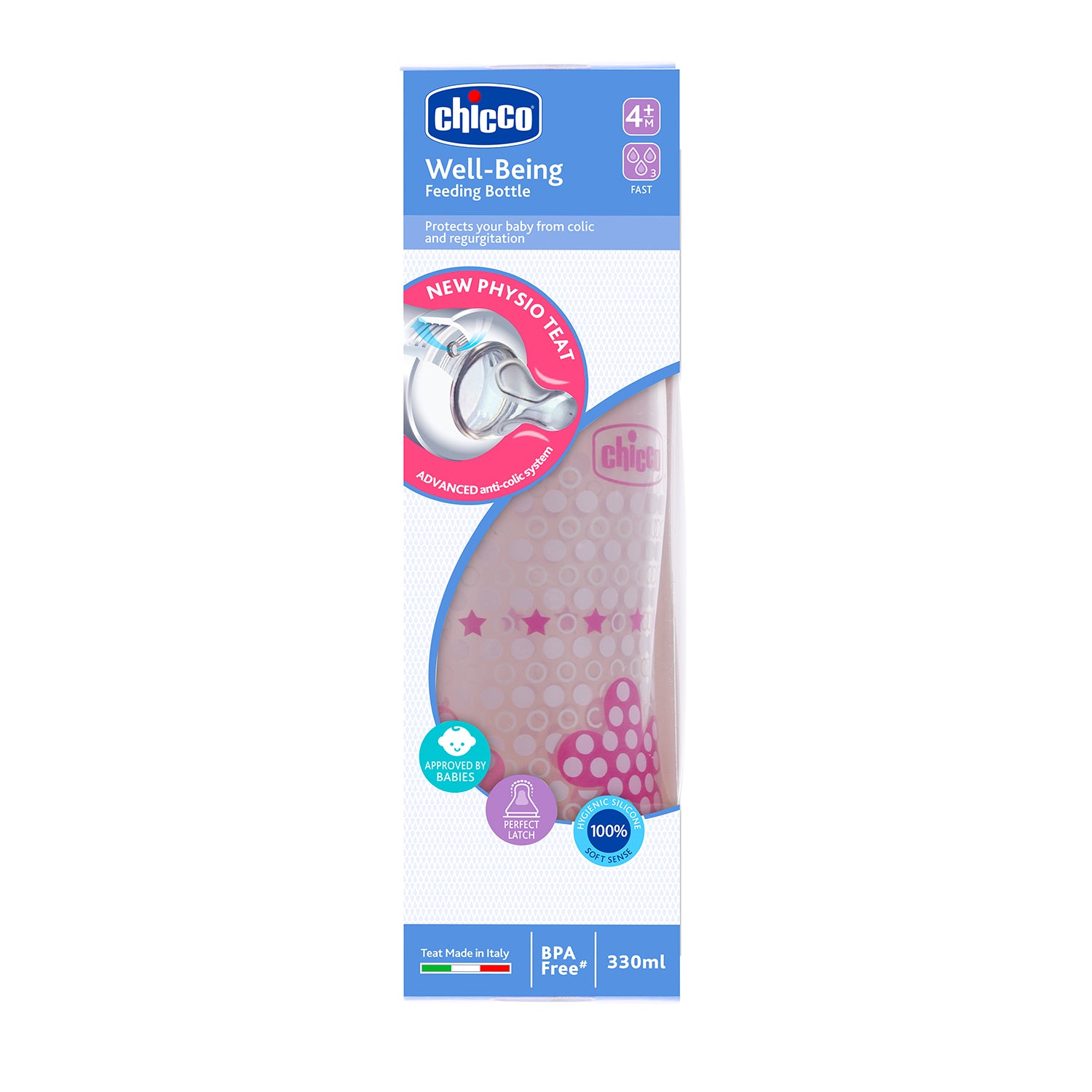 WellBeing Feeding Bottle (330ml Fast) (Pink)
