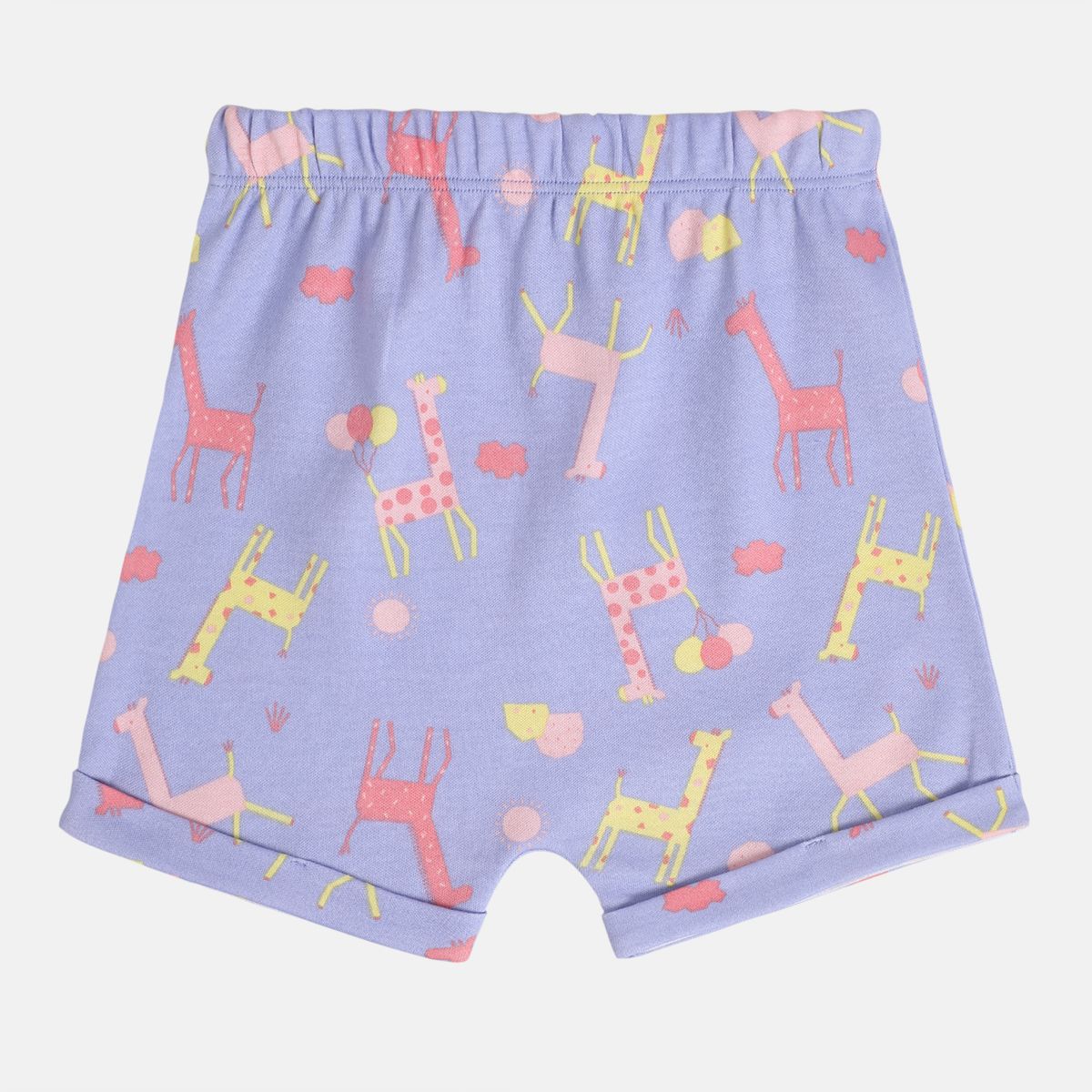Girls Lavender/Peach Elasticated Thigh Length Shorts