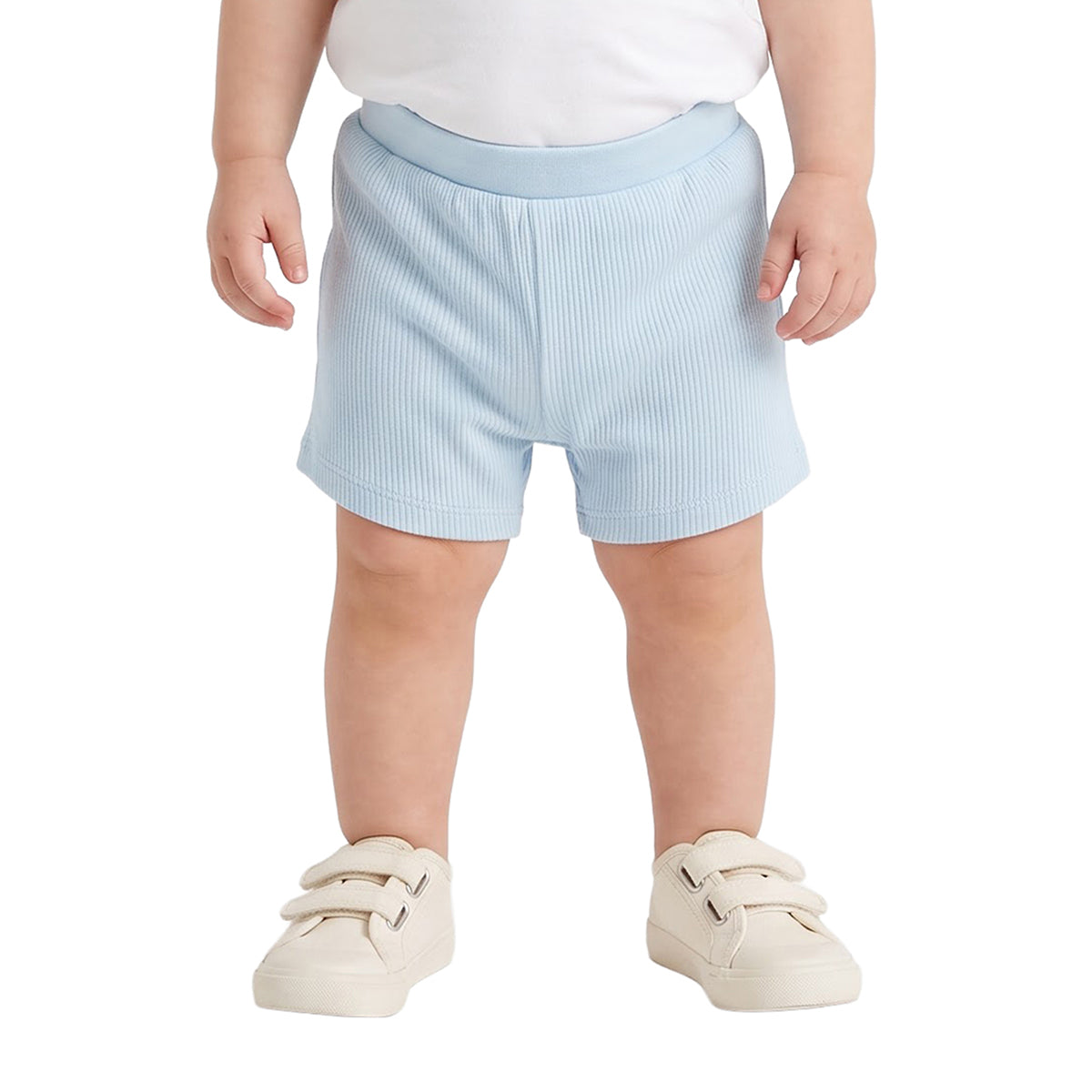 Baby Boys Blue and Cream Knit Shorts Pack of 2 Regular Fit Casual Wear