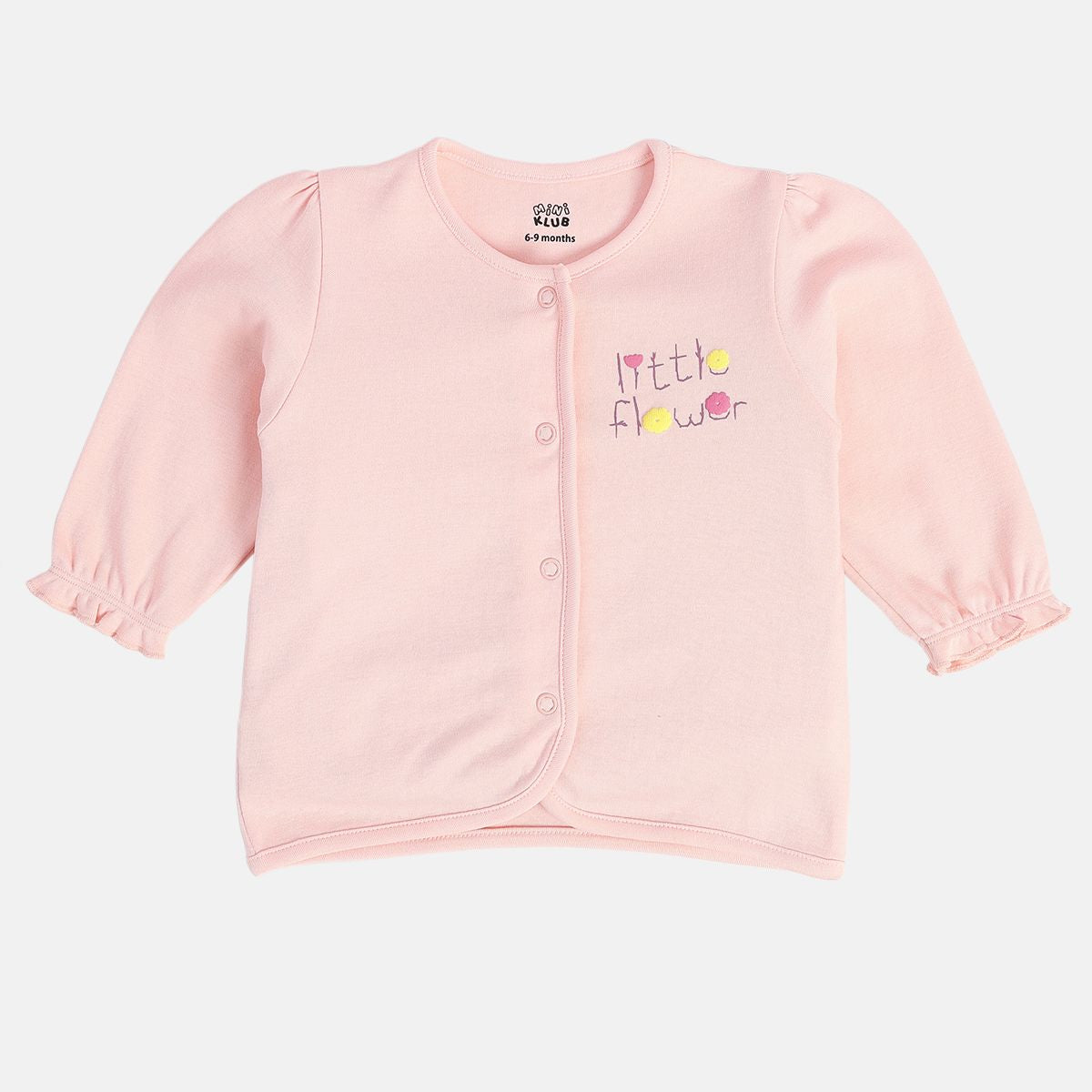 Girls Cotton Pack Of 2 Full Sleeves Flower & Typographic Printed Front Open Vest - Light Pink & Multi