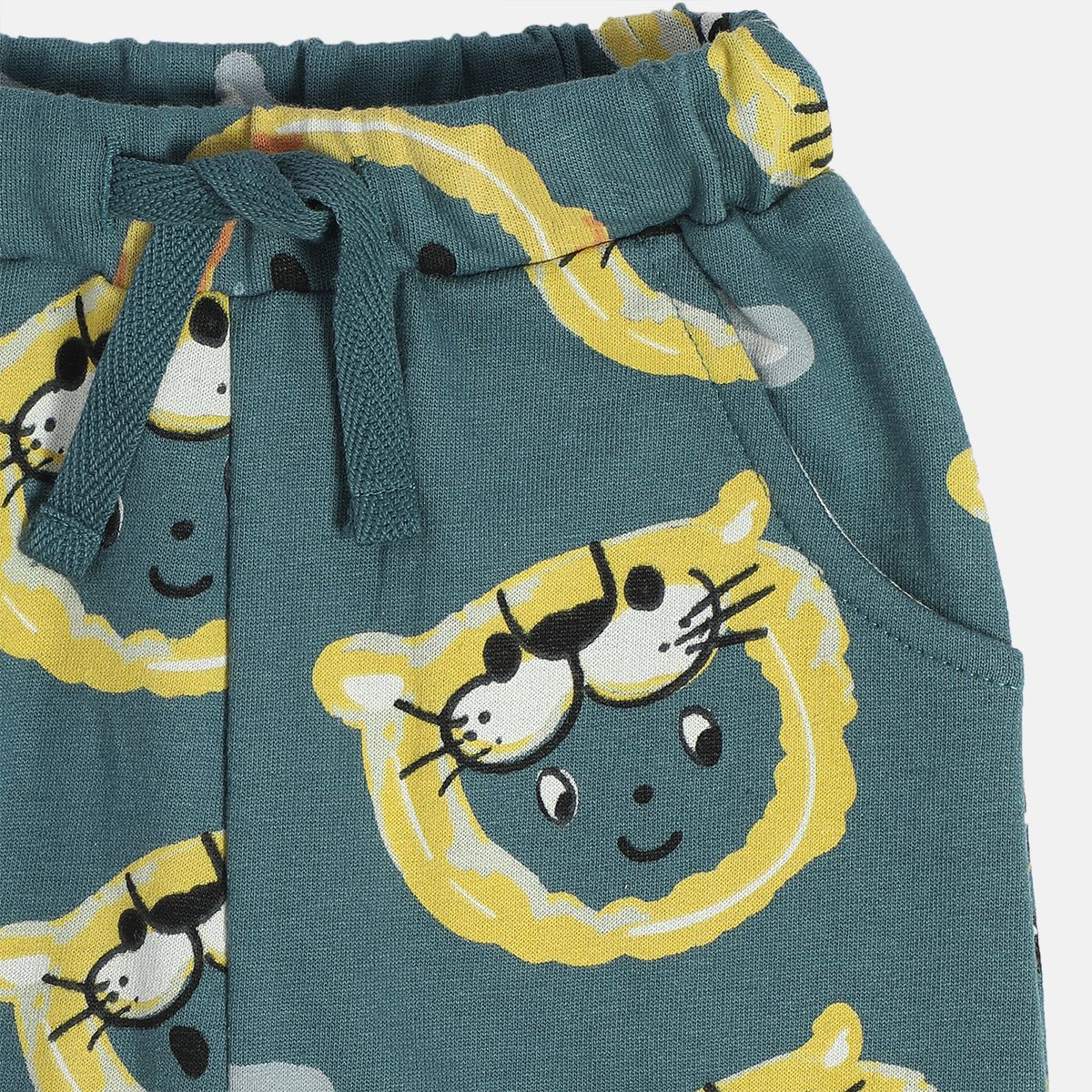 Boys Cotton Animal Printed Knit Bottom - Grey