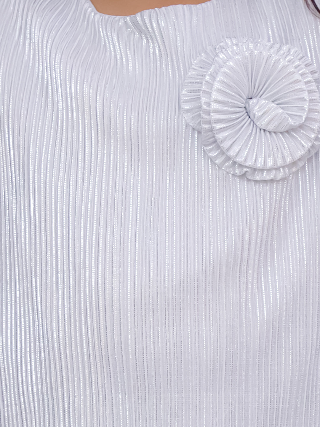 Lil Drama Girls Pleated Sleeveless Top With Palazzo Pants Co-Ord Set, White