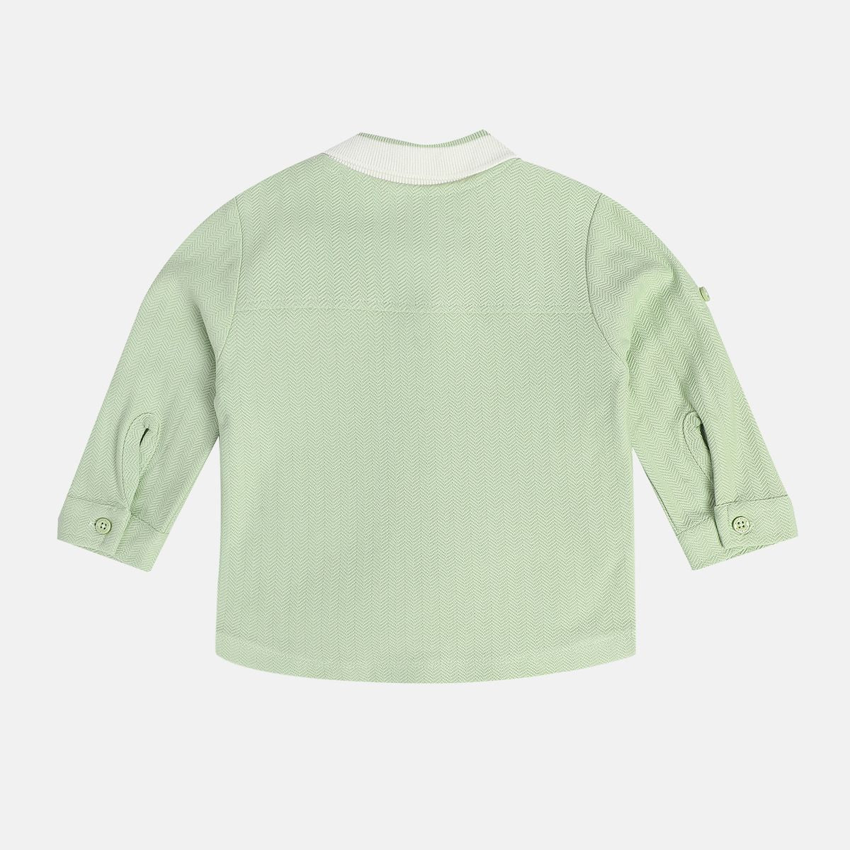 Boys Cotton Full Sleeves Solid Shirt - Olive