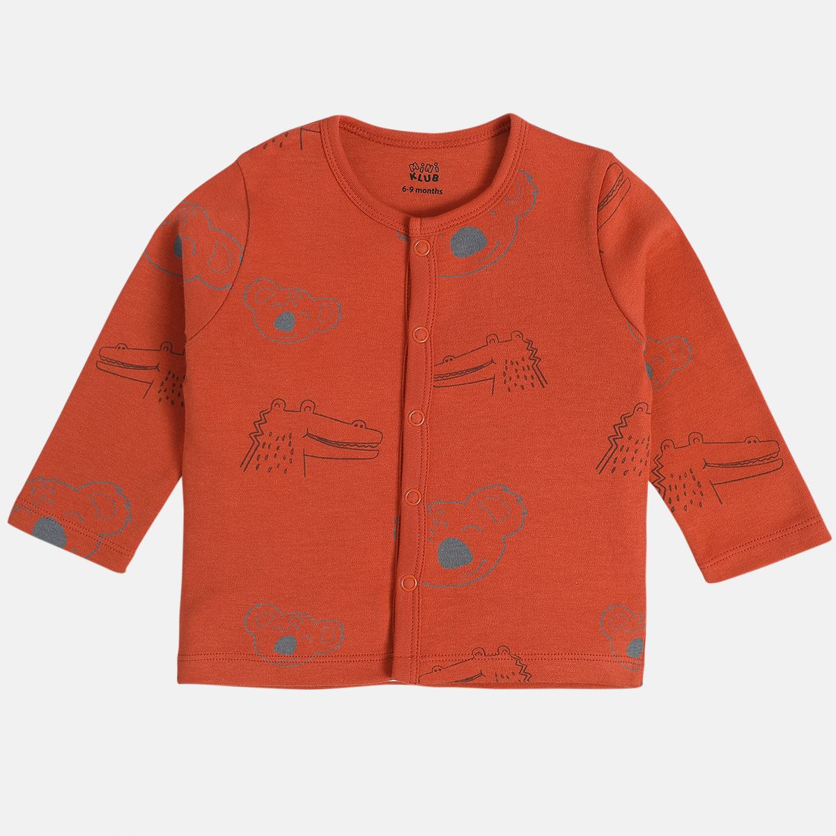 Boys Red/Gray Round Neck Full Sleeves Front Open Vest