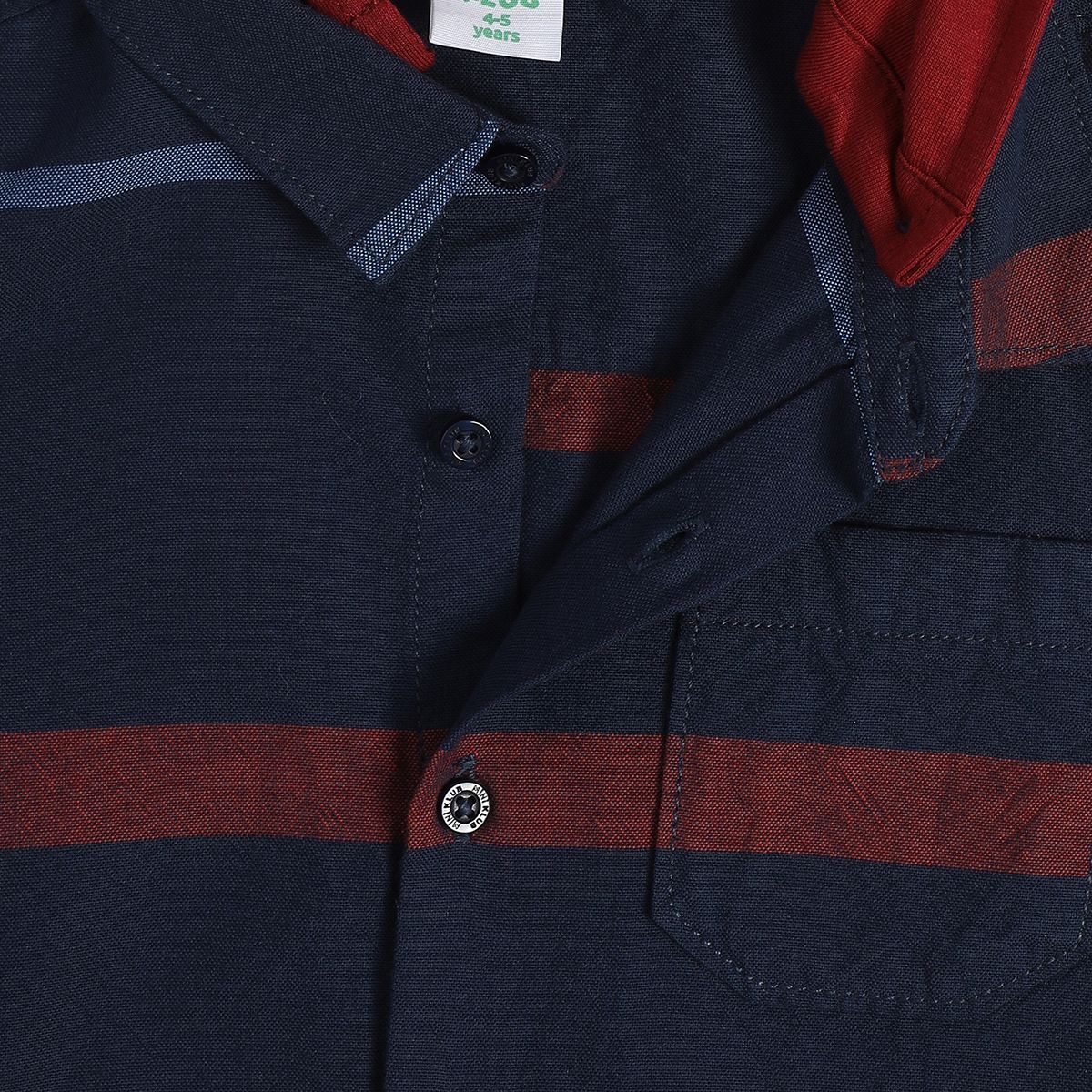 Boys Blue Hooded Full Sleeves Shirt