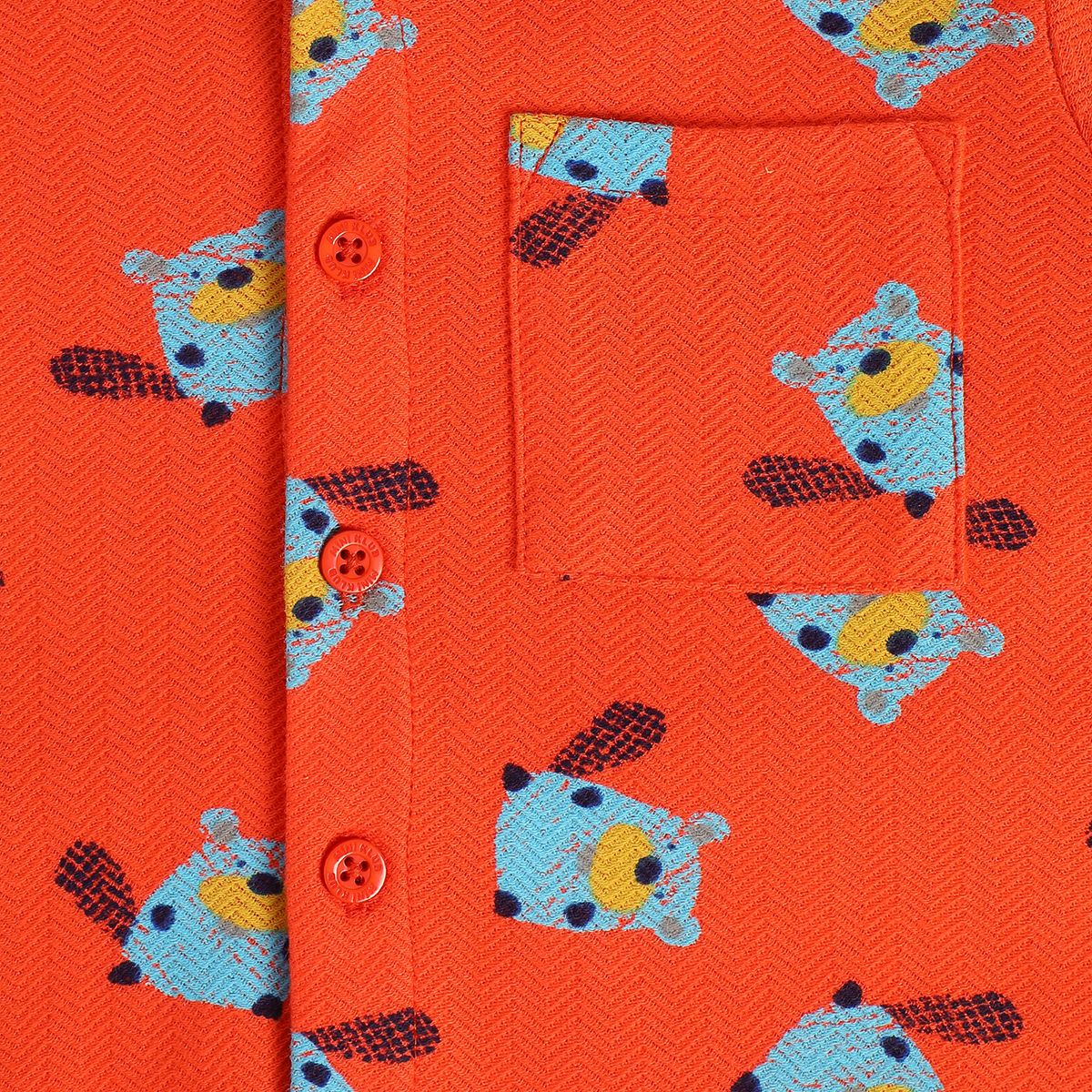 Boys Orange Hooded Full Sleeves Shirt