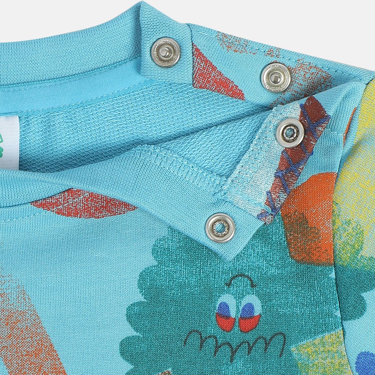 Boys Cotton Full Sleeves Conversational Printed Sweatshirt - Blue