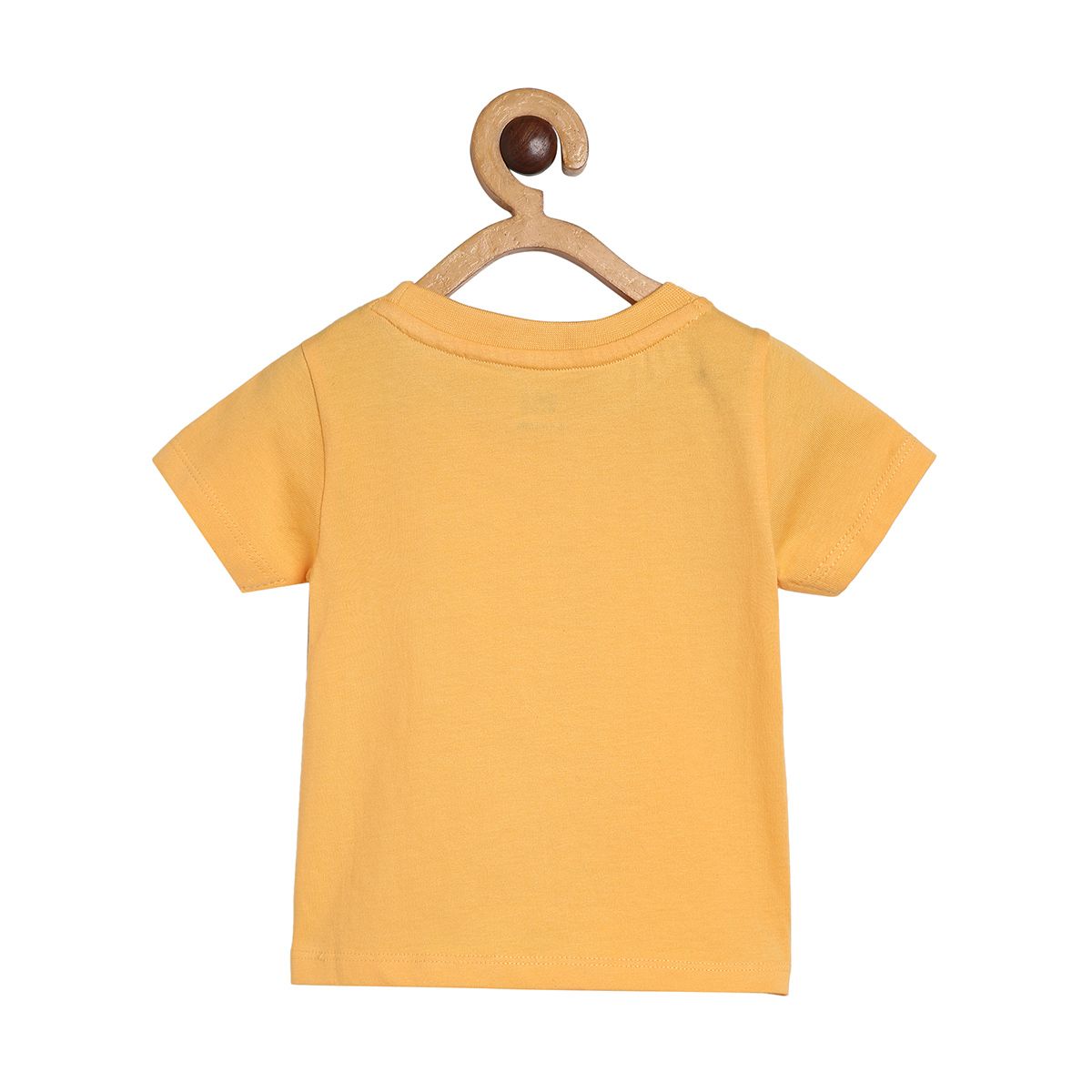 Baby Boys Animal Print Dungaree with Solid T-Shirt Set, Yellow & White