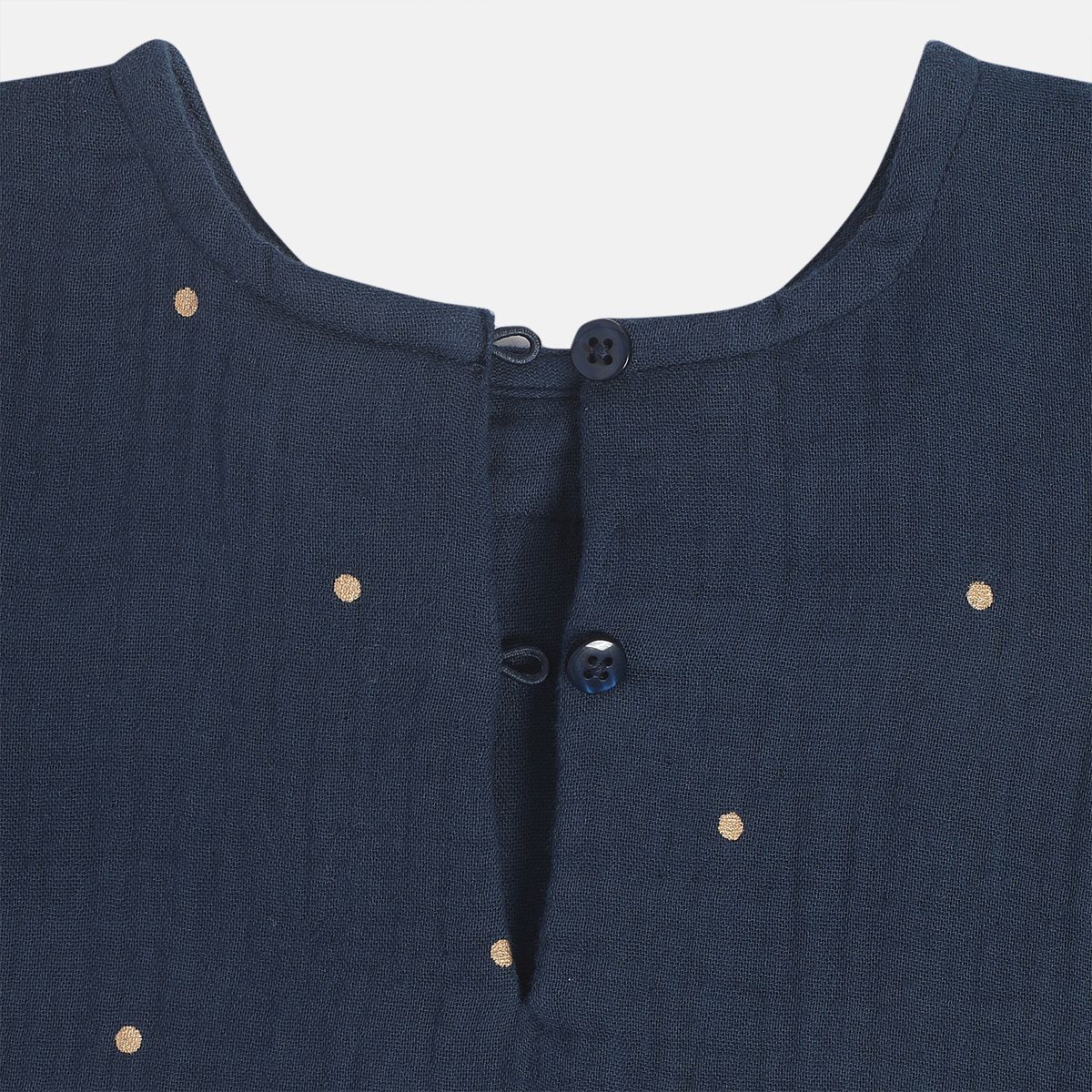 Girls Cotton Full Sleeves Polka Dot Printed Top - Navy Blue