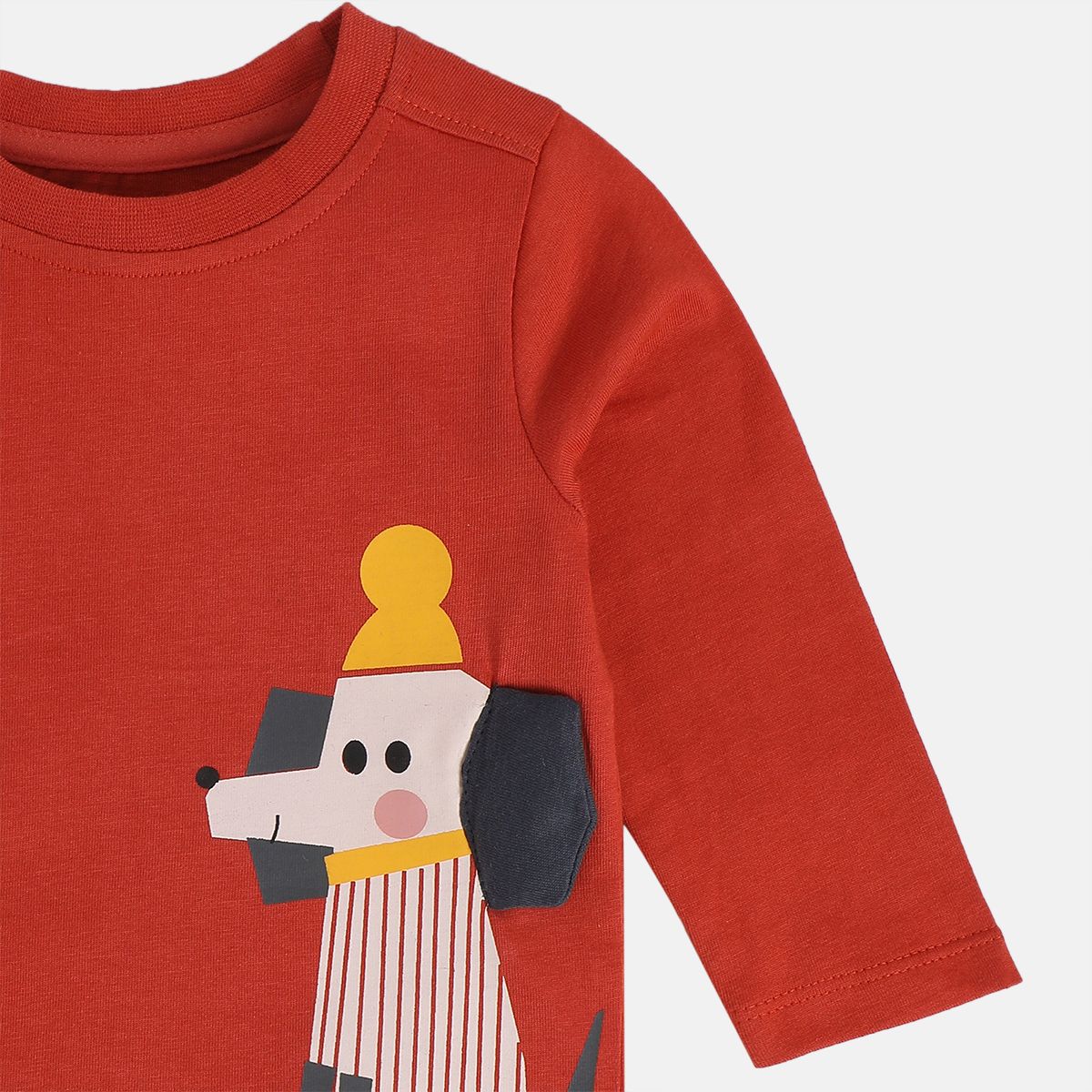 Boys Rust Orange Round Neck Full Sleeves T-Shirt