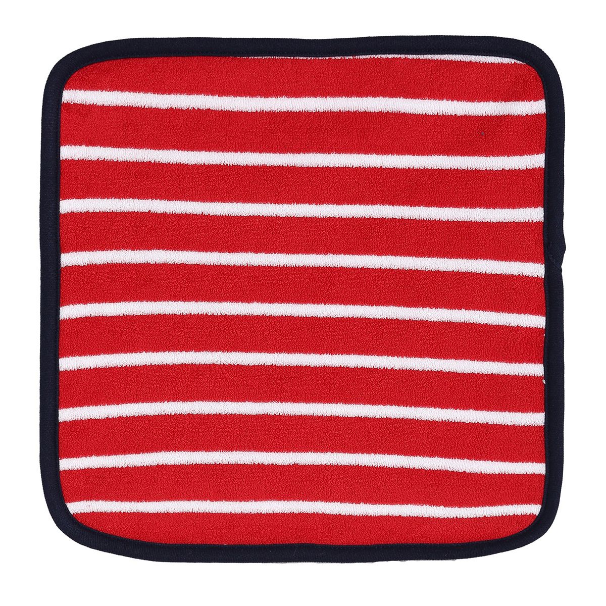 Baby Unisex Red and Navy Cotton Washcloths Pack of 4 Solid and Striped Bath Essentials