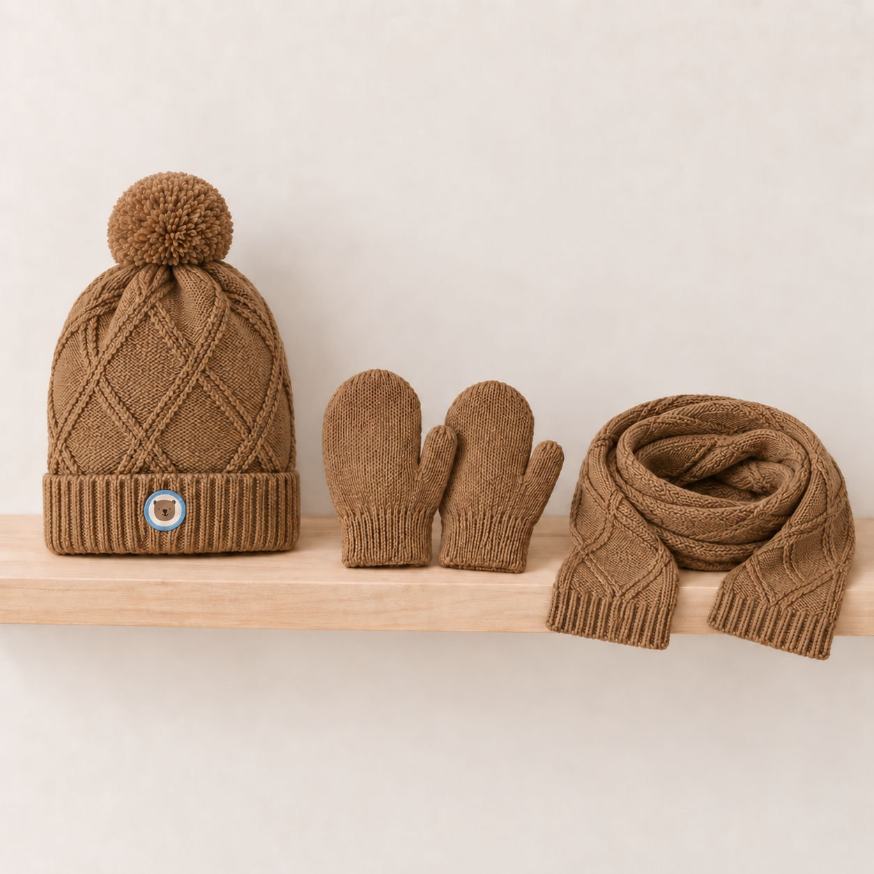 Baby Boys Brown Accessories Set Pack Of Four Regular Fit